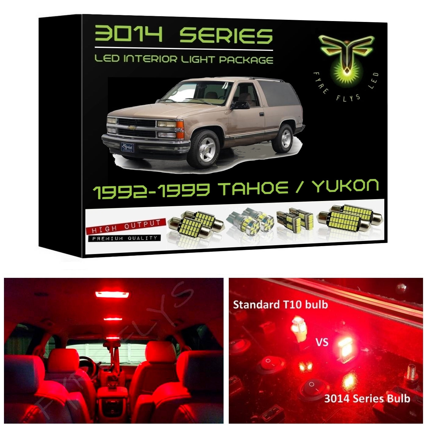 1992-1999 2 Door Chevy Tahoe or Blazer / GMC Yukon Super Bright 3014 Series LED interior light kit