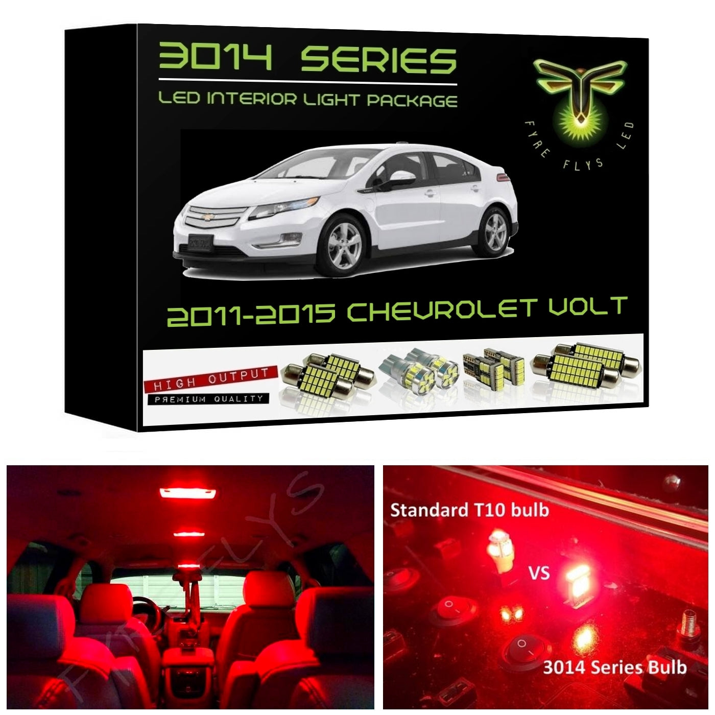 2011-2015 Chevrolet Volt Super Bright 3014 Series LED interior light kit