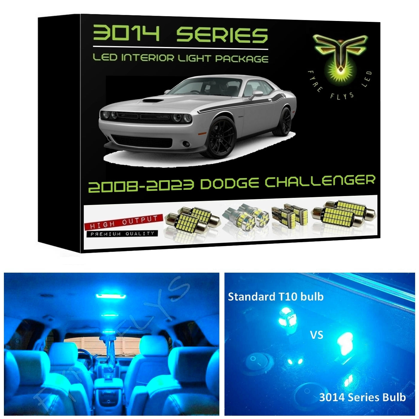 2008-2023 Dodge Challenger Super Bright 3014 Series LED interior light kit