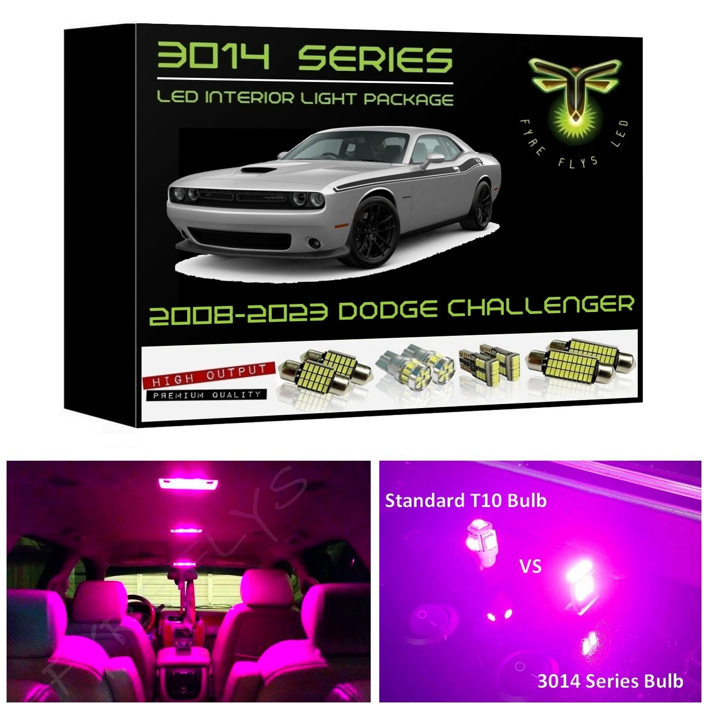 2008-2023 Dodge Challenger Super Bright 3014 Series LED interior light kit