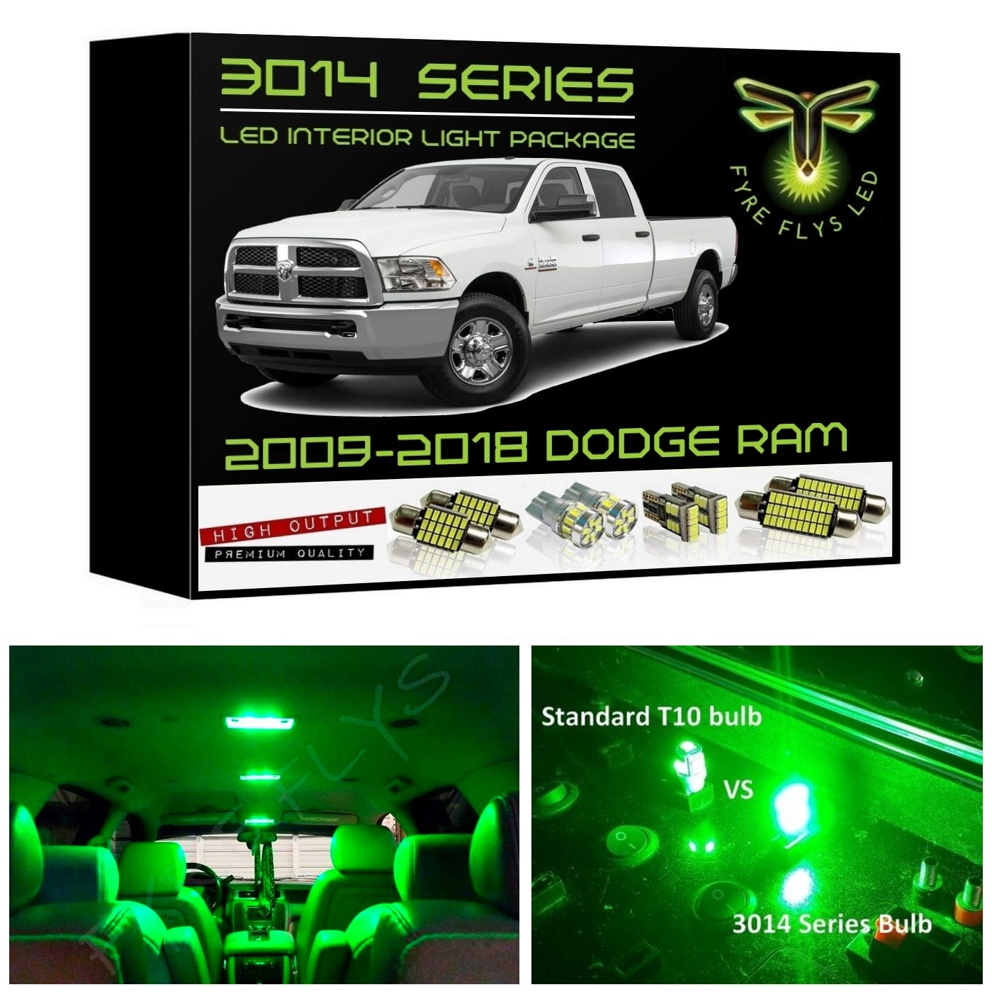 2009-2018 (+ 2019 & up "Calssic") Dodge Ram Super Bright 3014 Series LED interior light kit