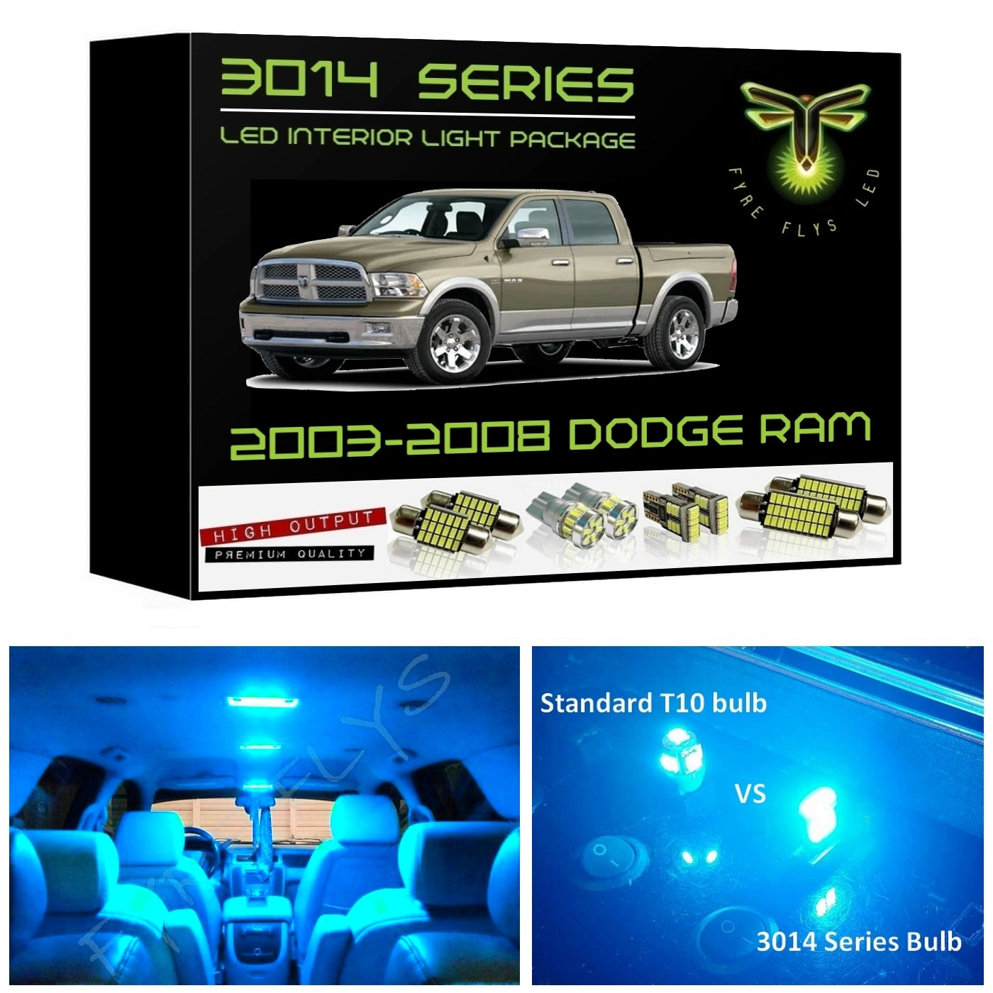 2003-2008 Dodge Ram Super Bright 3014 Series LED interior light kit