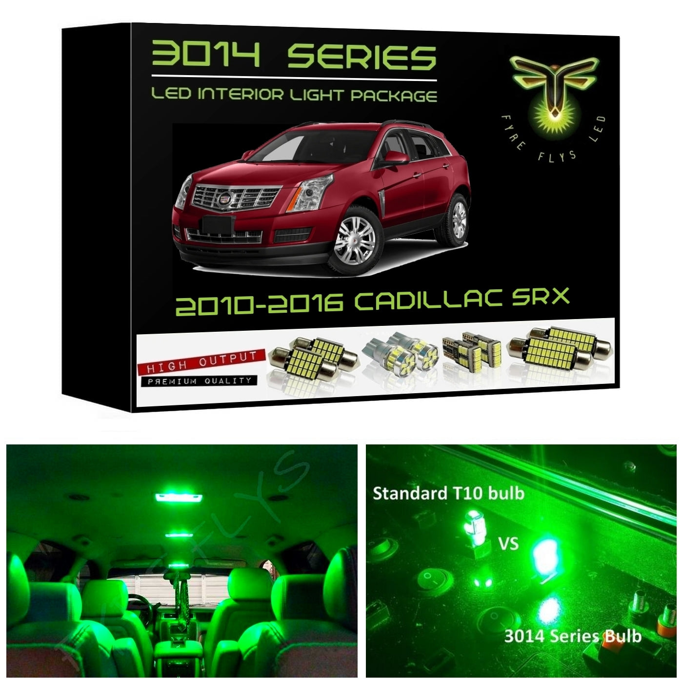2010-2016 Cadillac SRX Super Bright 3014 Series LED interior light kit