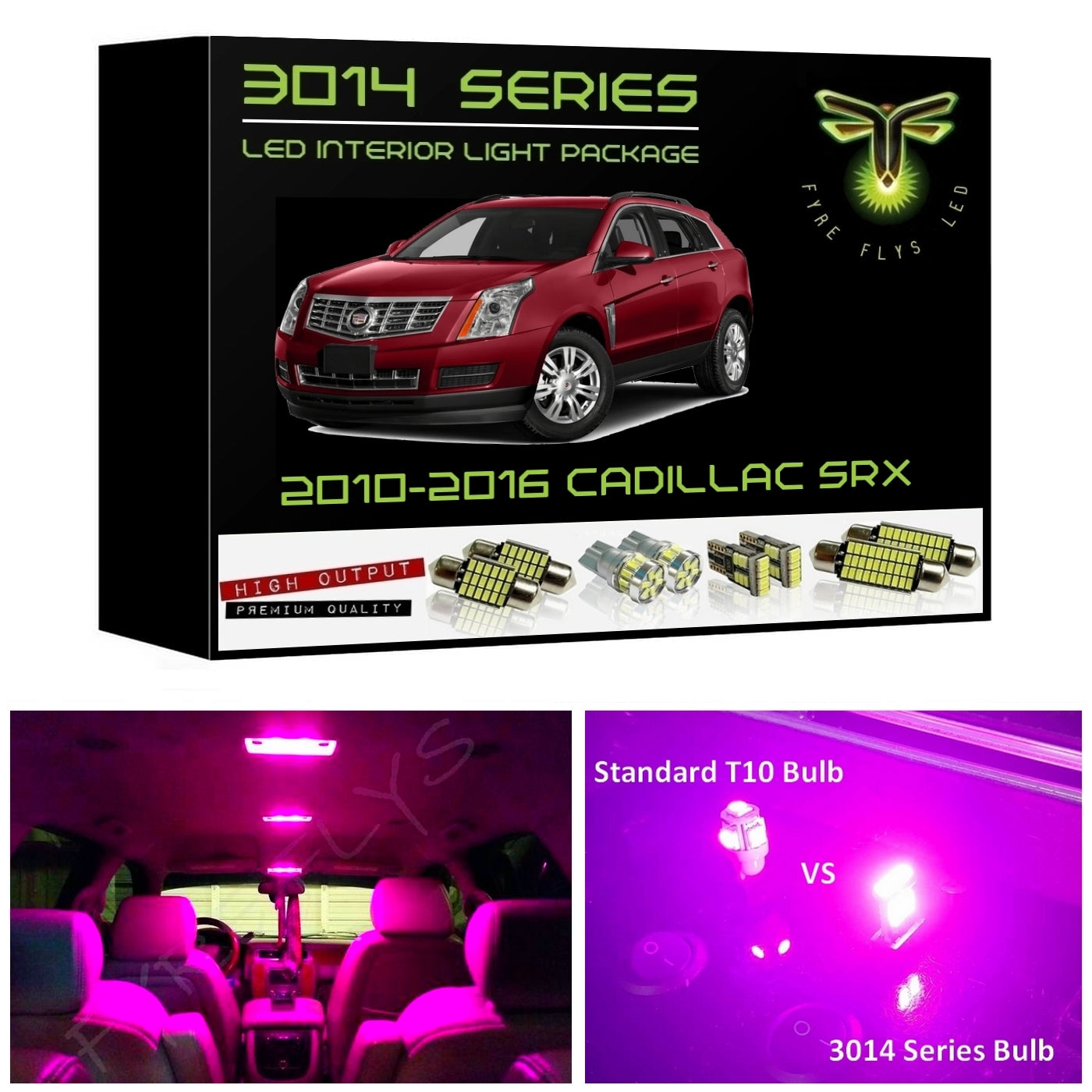 2010-2016 Cadillac SRX Super Bright 3014 Series LED interior light kit