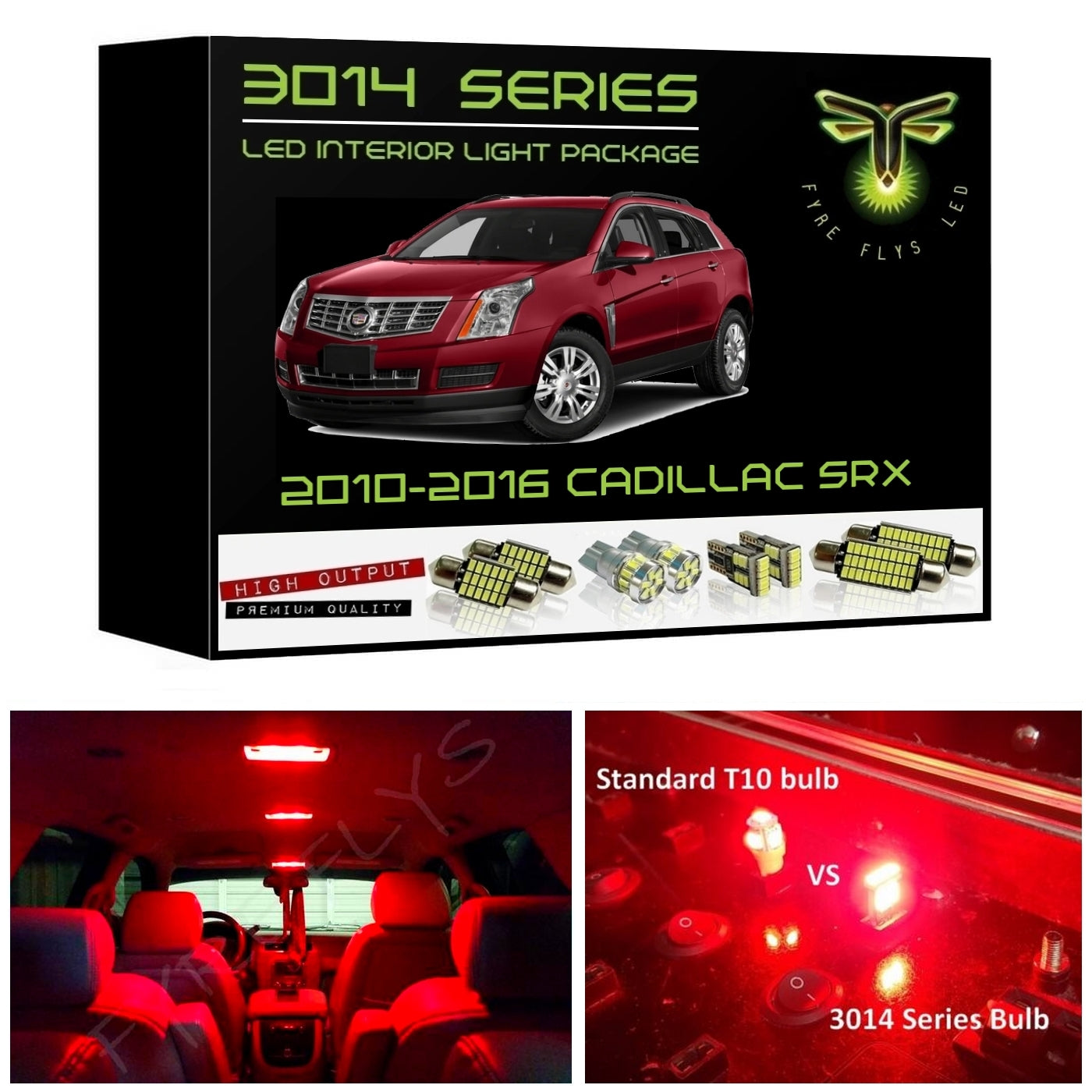 2010-2016 Cadillac SRX Super Bright 3014 Series LED interior light kit