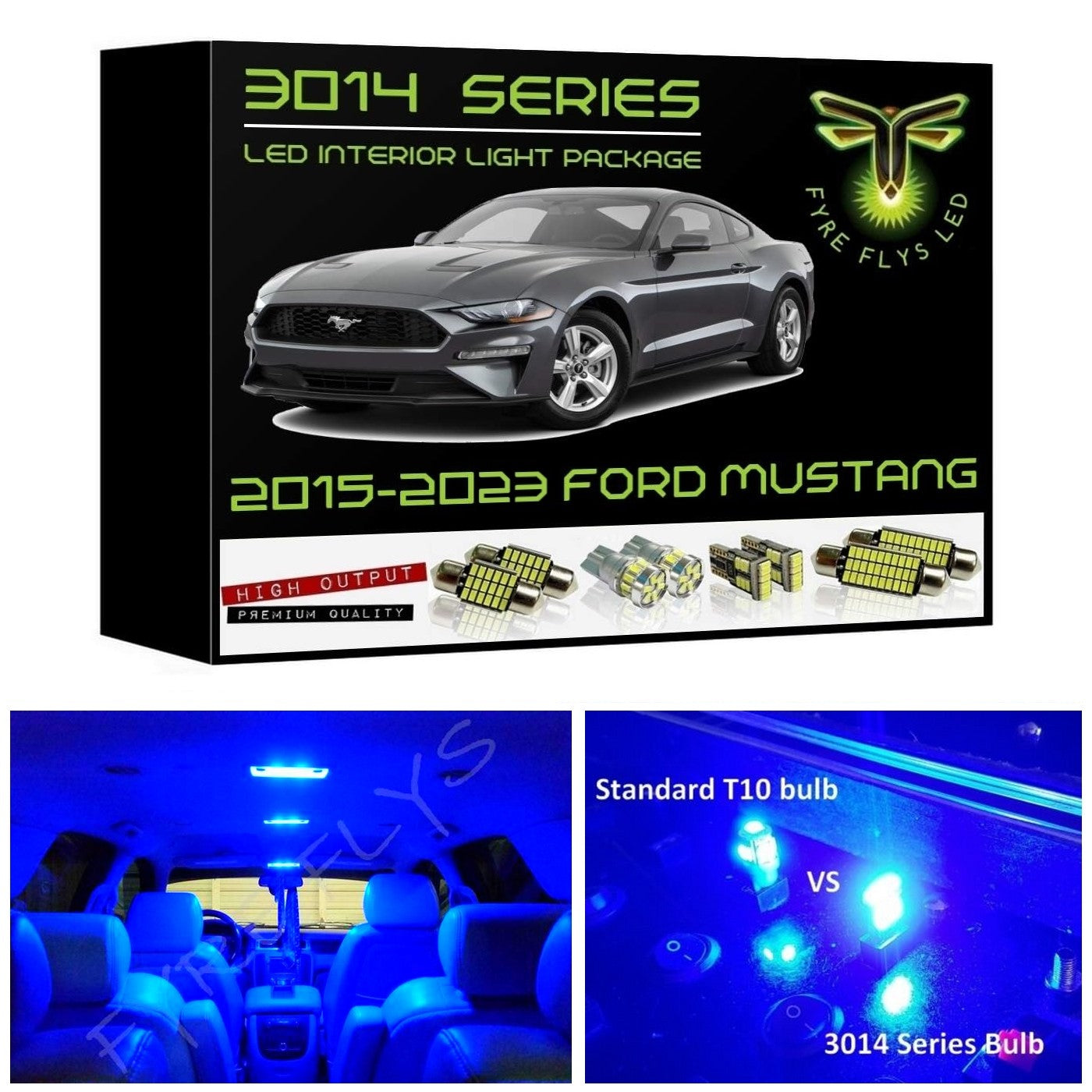 2015-2023 Ford Mustang Super Bright 3014 Series LED interior light kit
