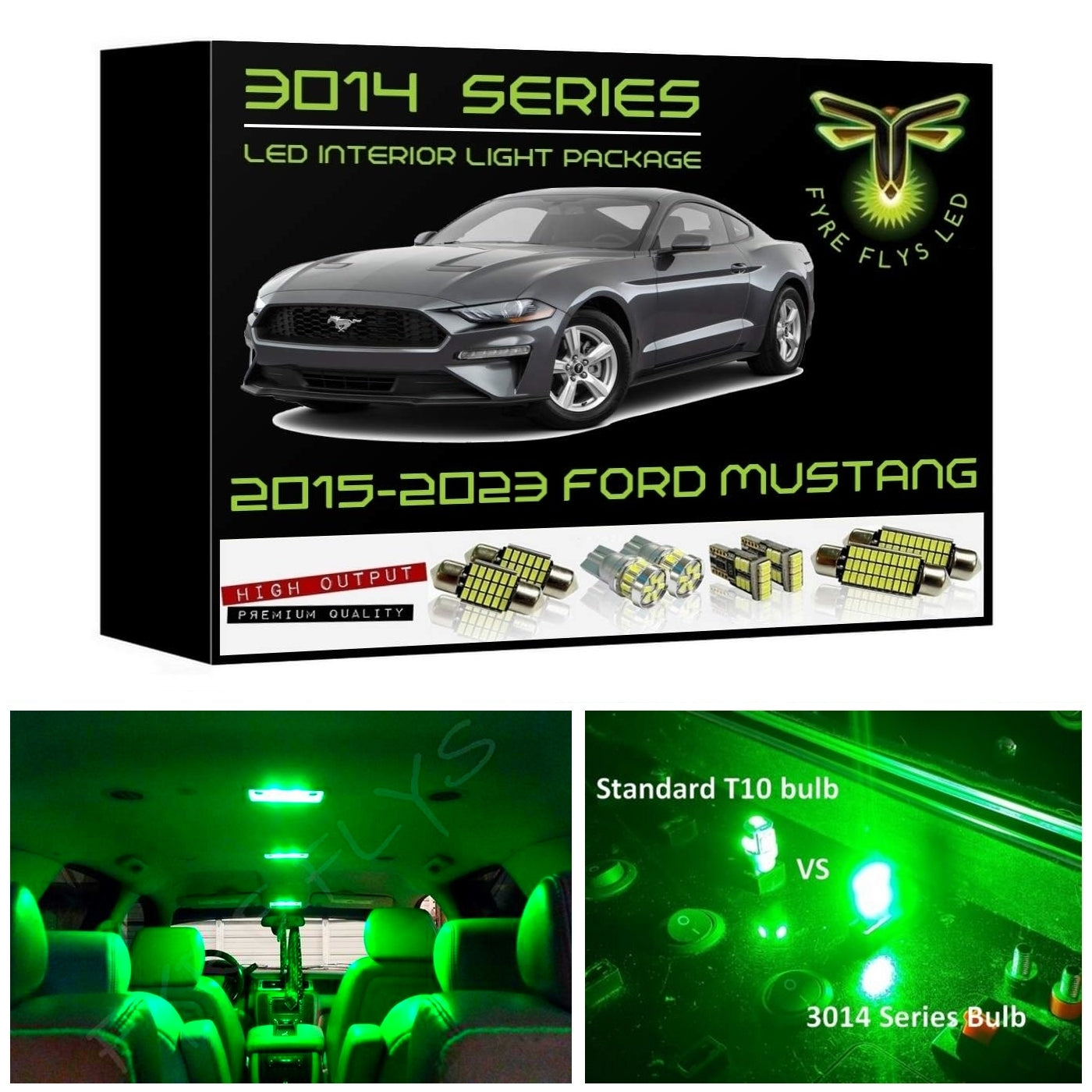 2015-2023 Ford Mustang Super Bright 3014 Series LED interior light kit