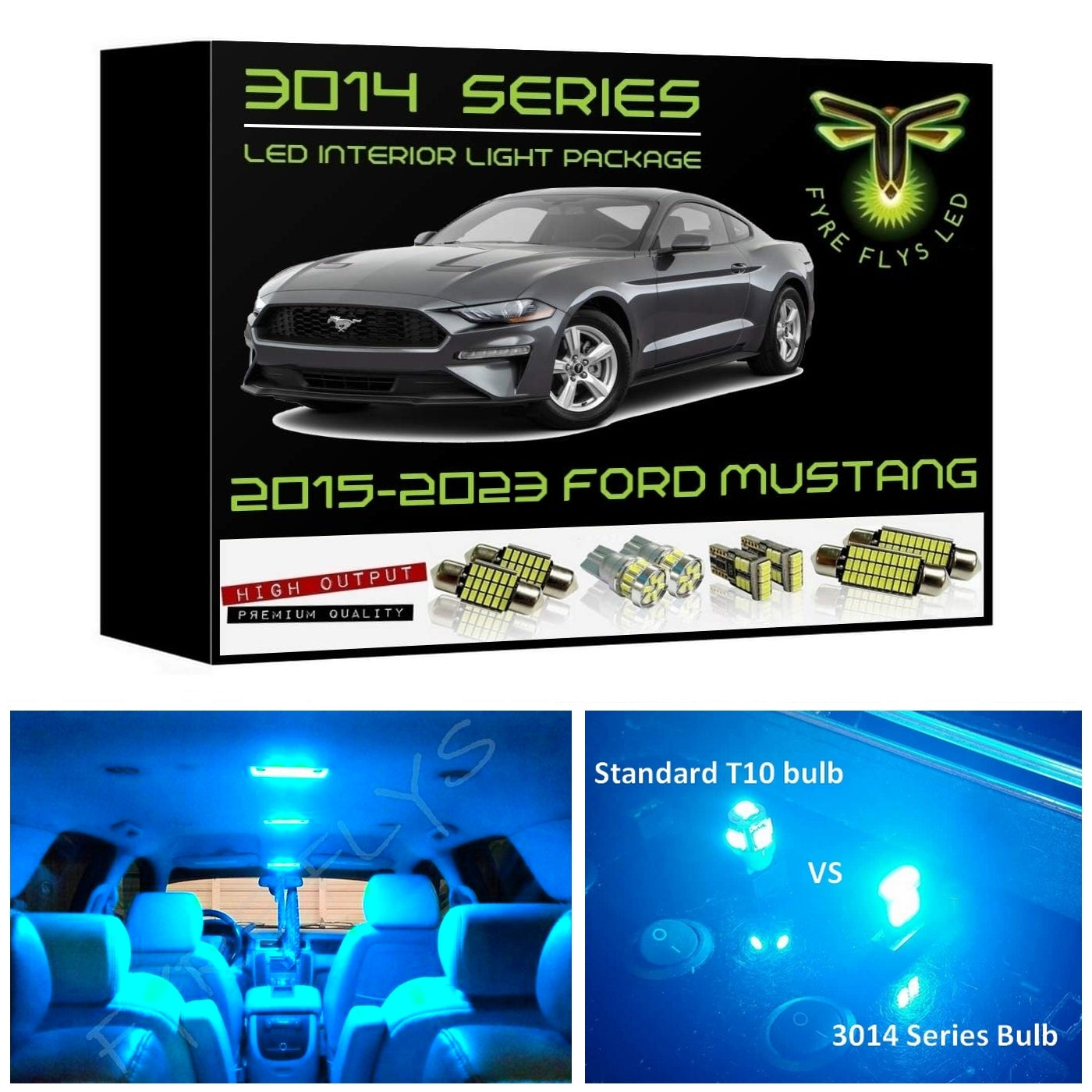 2015-2023 Ford Mustang Super Bright 3014 Series LED interior light kit