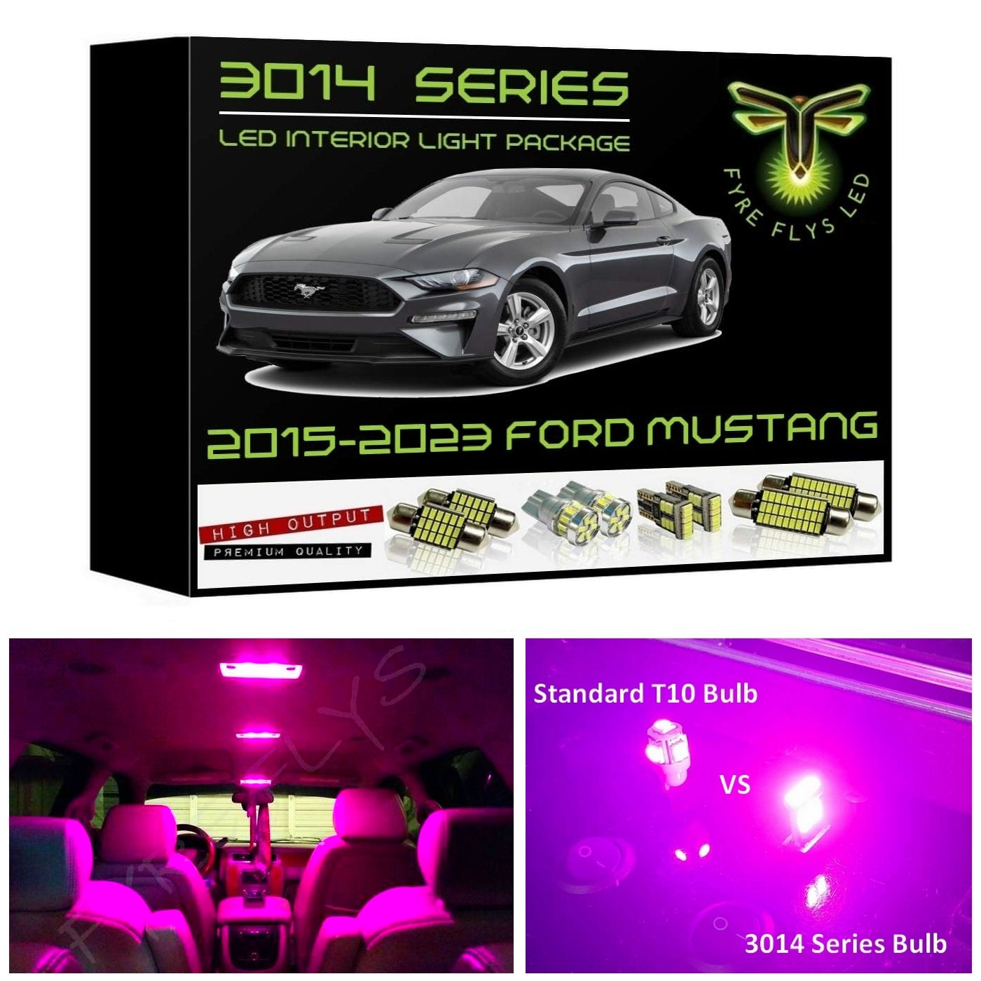2015-2023 Ford Mustang Super Bright 3014 Series LED interior light kit
