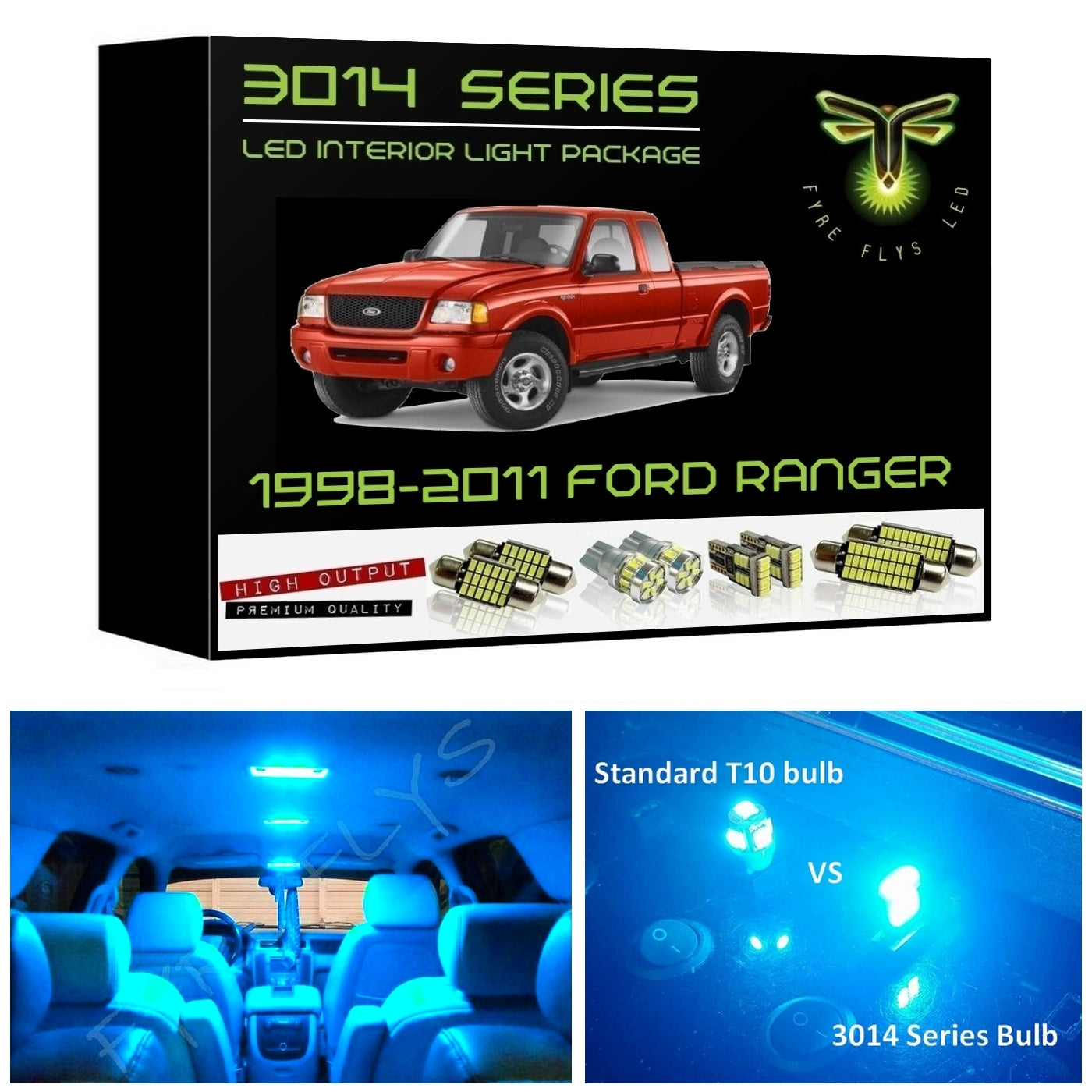 1998-2011 Ford Ranger Super Bright LED interior light kit 3014 Series
