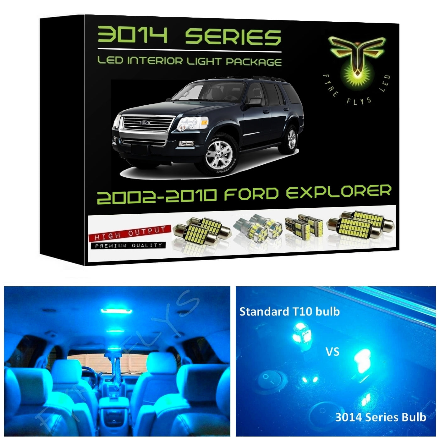 2002-2010 Ford Explorer Super Bright 3014 Series LED interior light kit