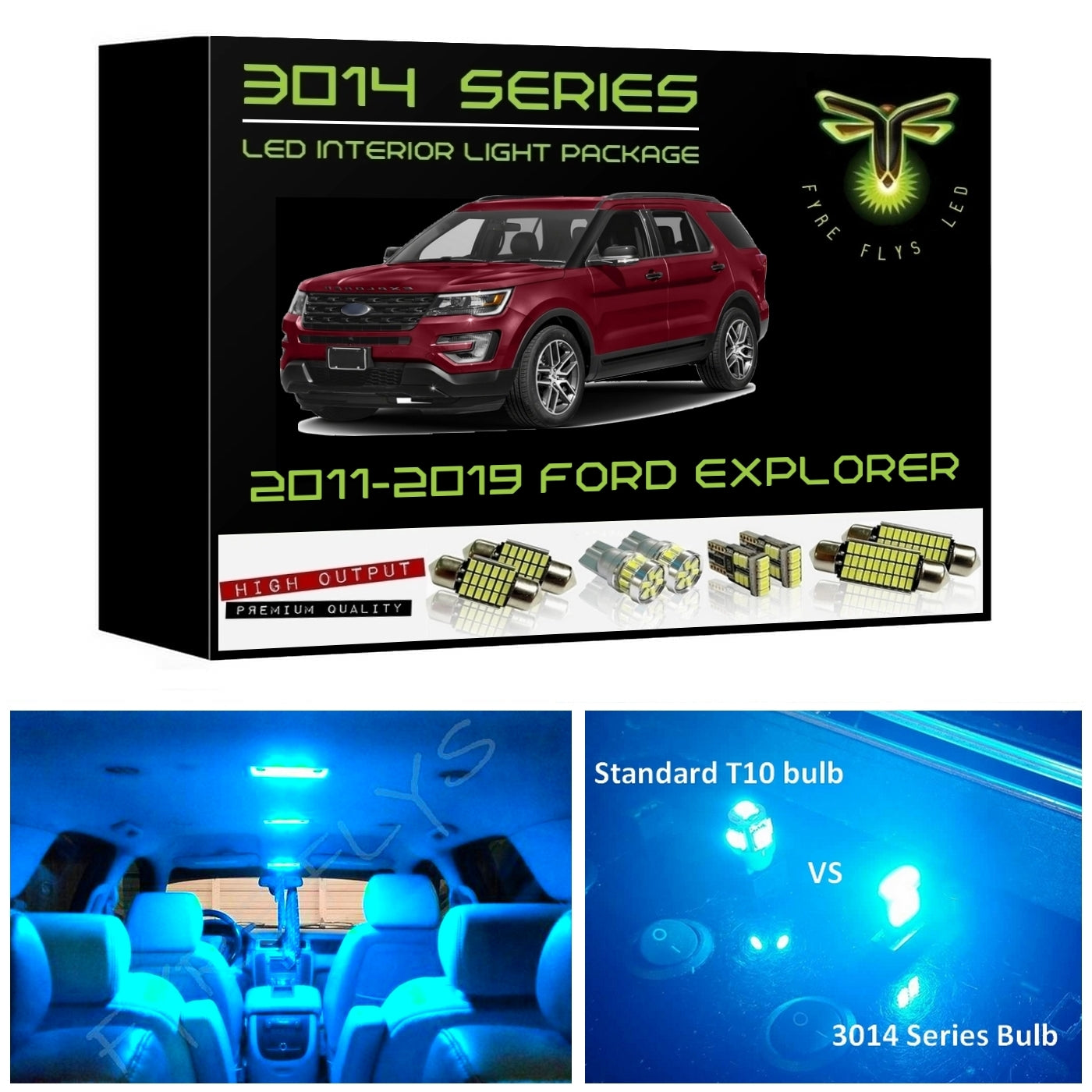 2011-2019 Ford Explorer Super Bright 3014 Series LED interior light kit