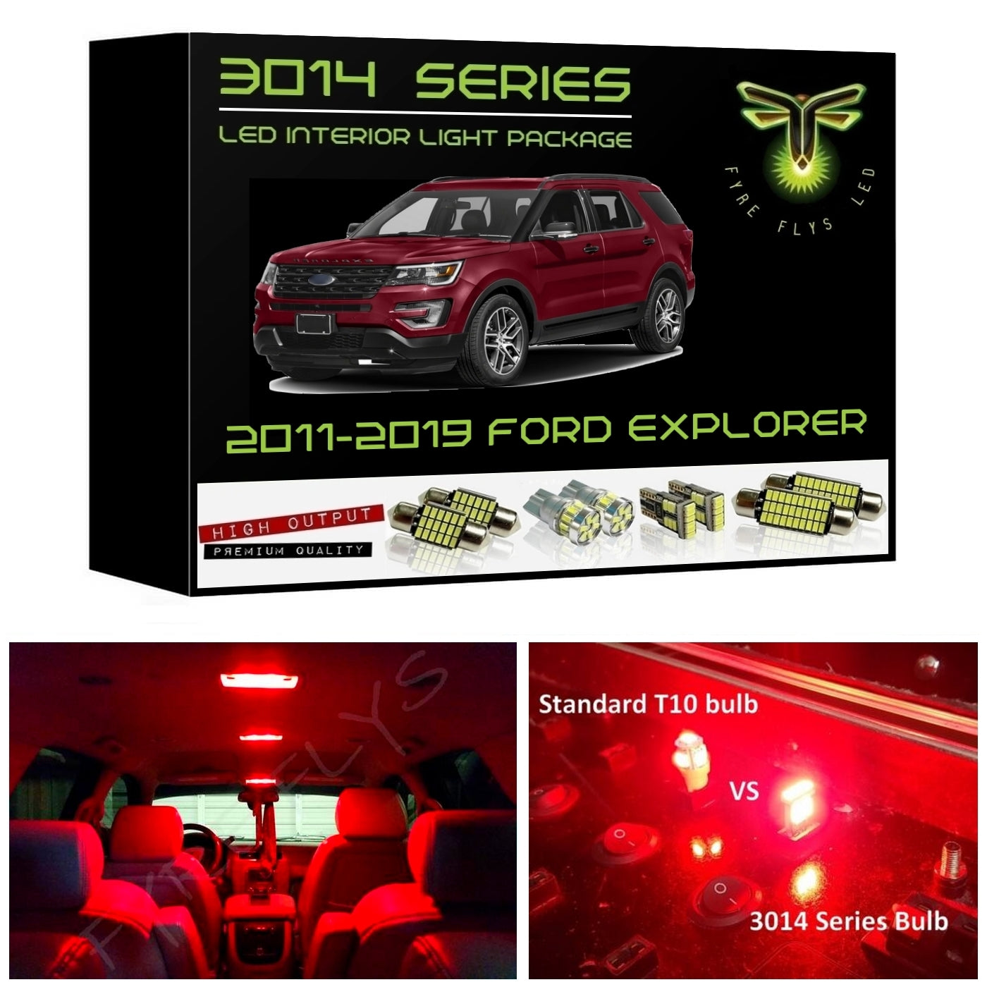 2011-2019 Ford Explorer Super Bright 3014 Series LED interior light kit