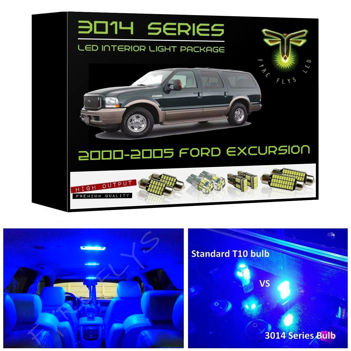2000-2005 Ford Excursion Super Bright 3014 Series LED interior light kit