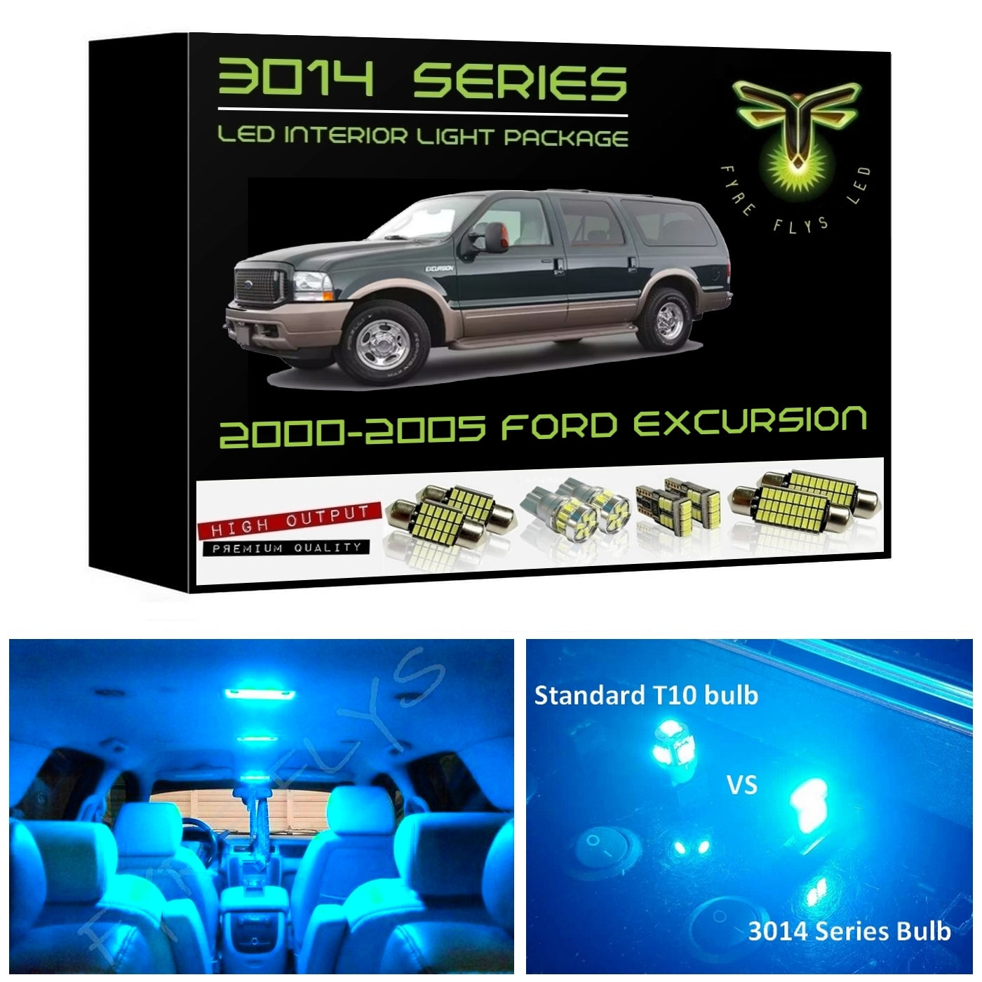 2000-2005 Ford Excursion Super Bright 3014 Series LED interior light kit