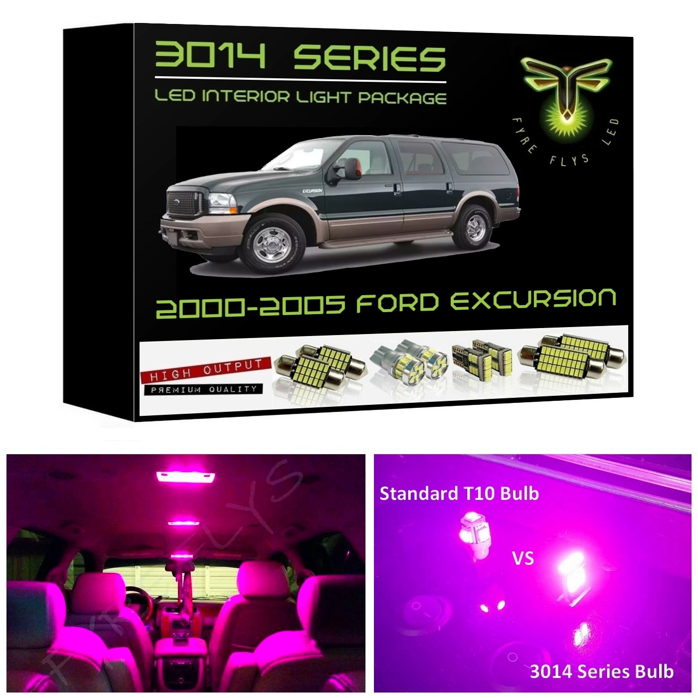 2000-2005 Ford Excursion Super Bright 3014 Series LED interior light kit
