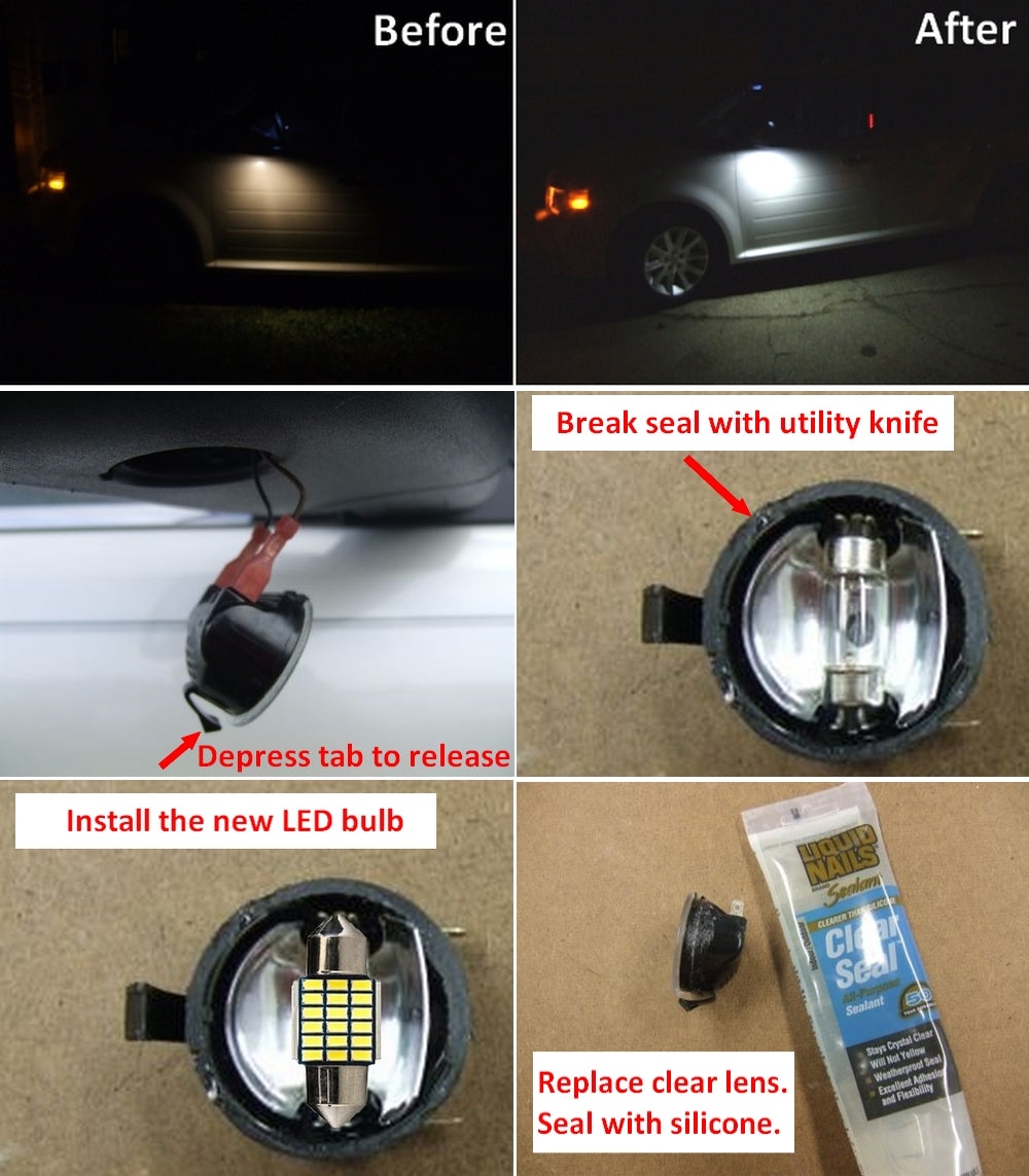 Ford Side Mirror LED Puddle Light Bulbs 29mm DE3022 bulbs - 3014 Series - 18 LED