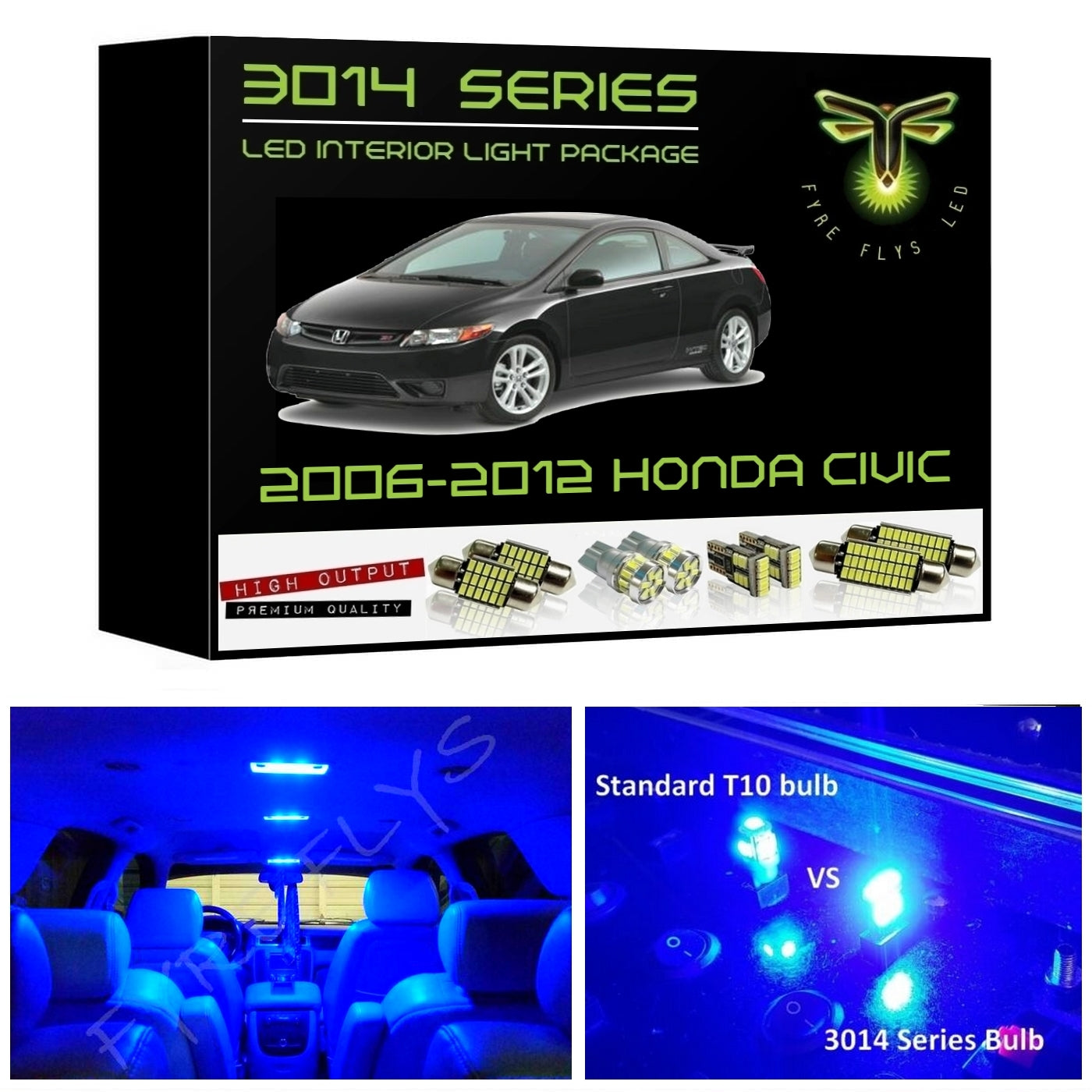 2006-2012 Honda Civic Super Bright 3014 Series LED interior light kit