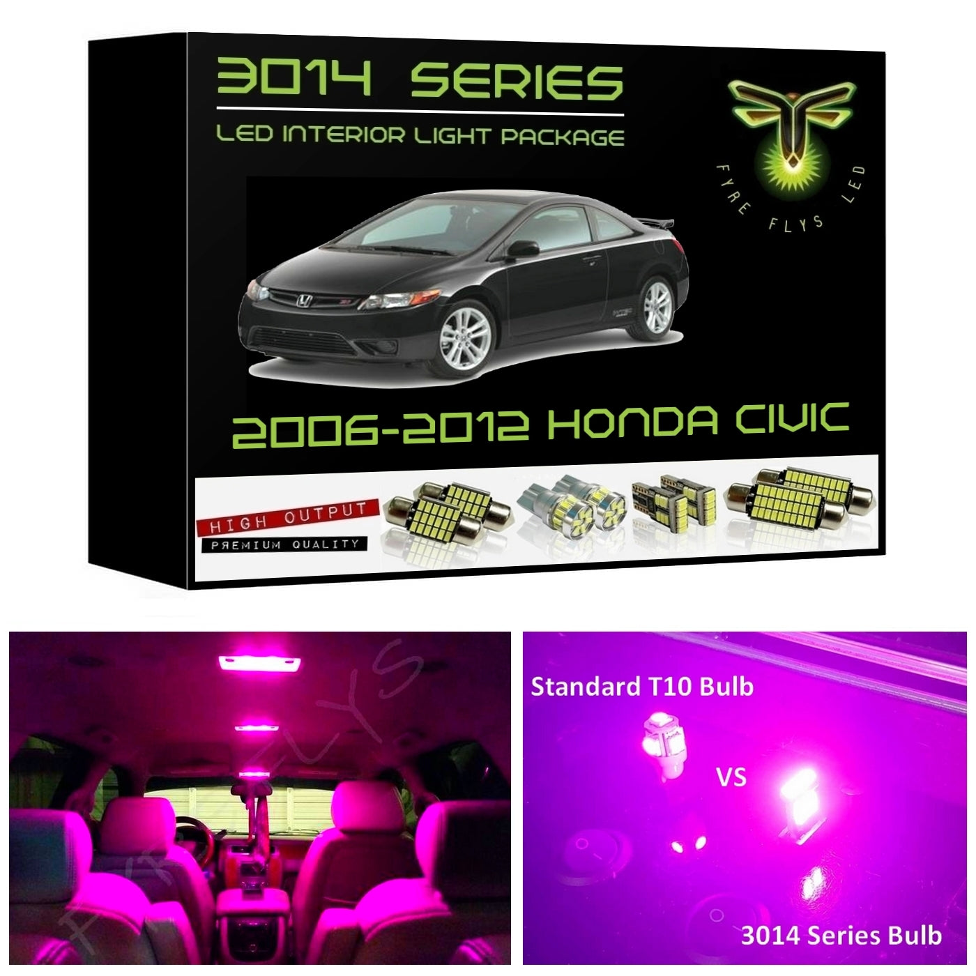 2006-2012 Honda Civic Super Bright 3014 Series LED interior light kit