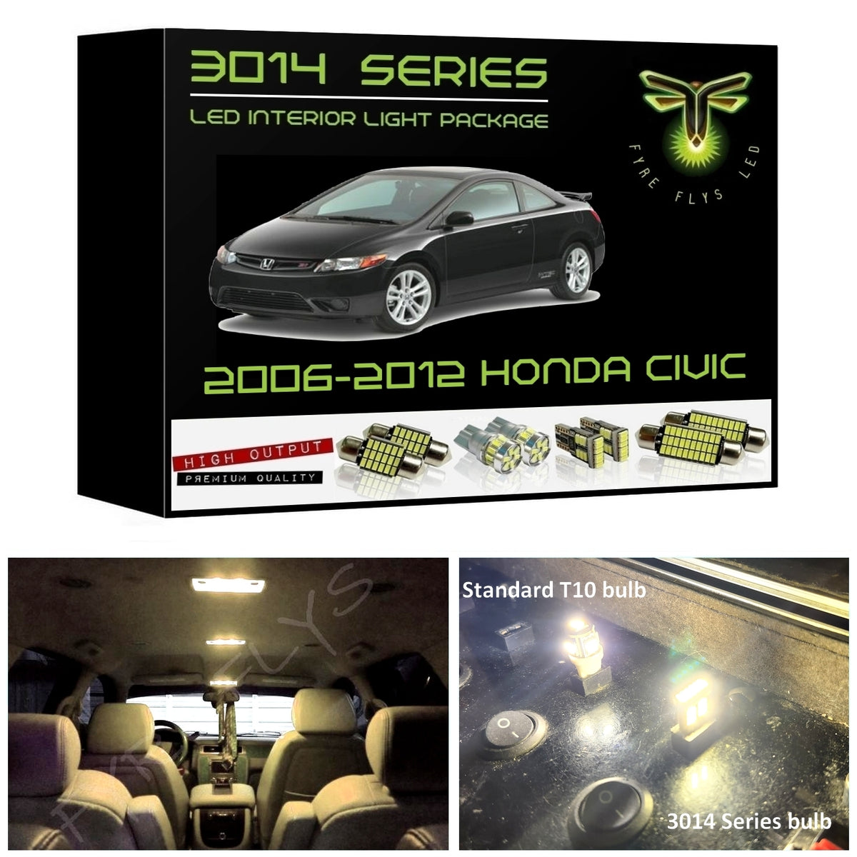 2006-2012 Honda Civic Super Bright 3014 Series LED interior light kit