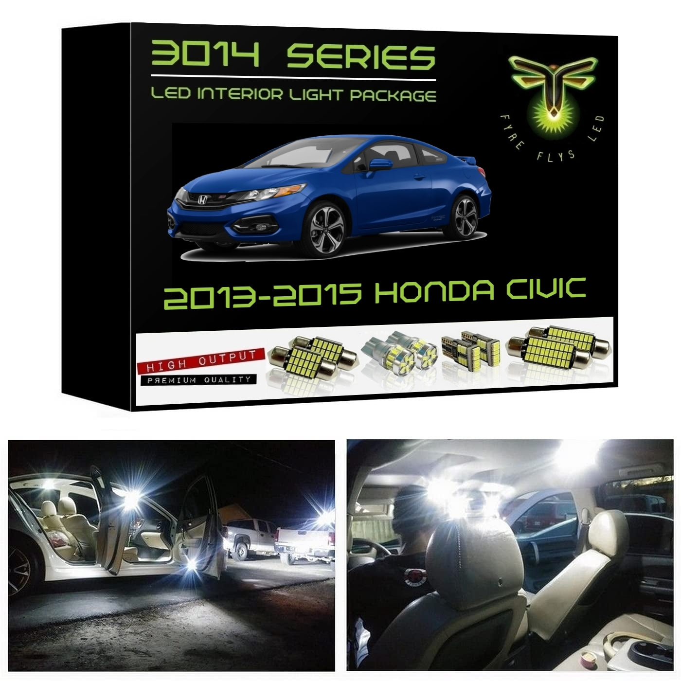 2013-2015 Honda Civic Super Bright 3014 Series LED interior light kit