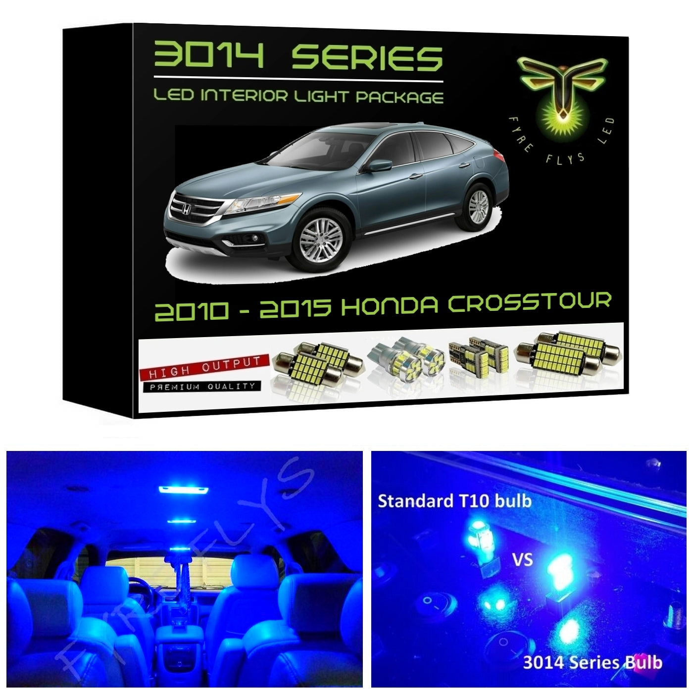 2010-2015 Honda Accord Crosstour Super Bright 3014 Series LED interior light kit