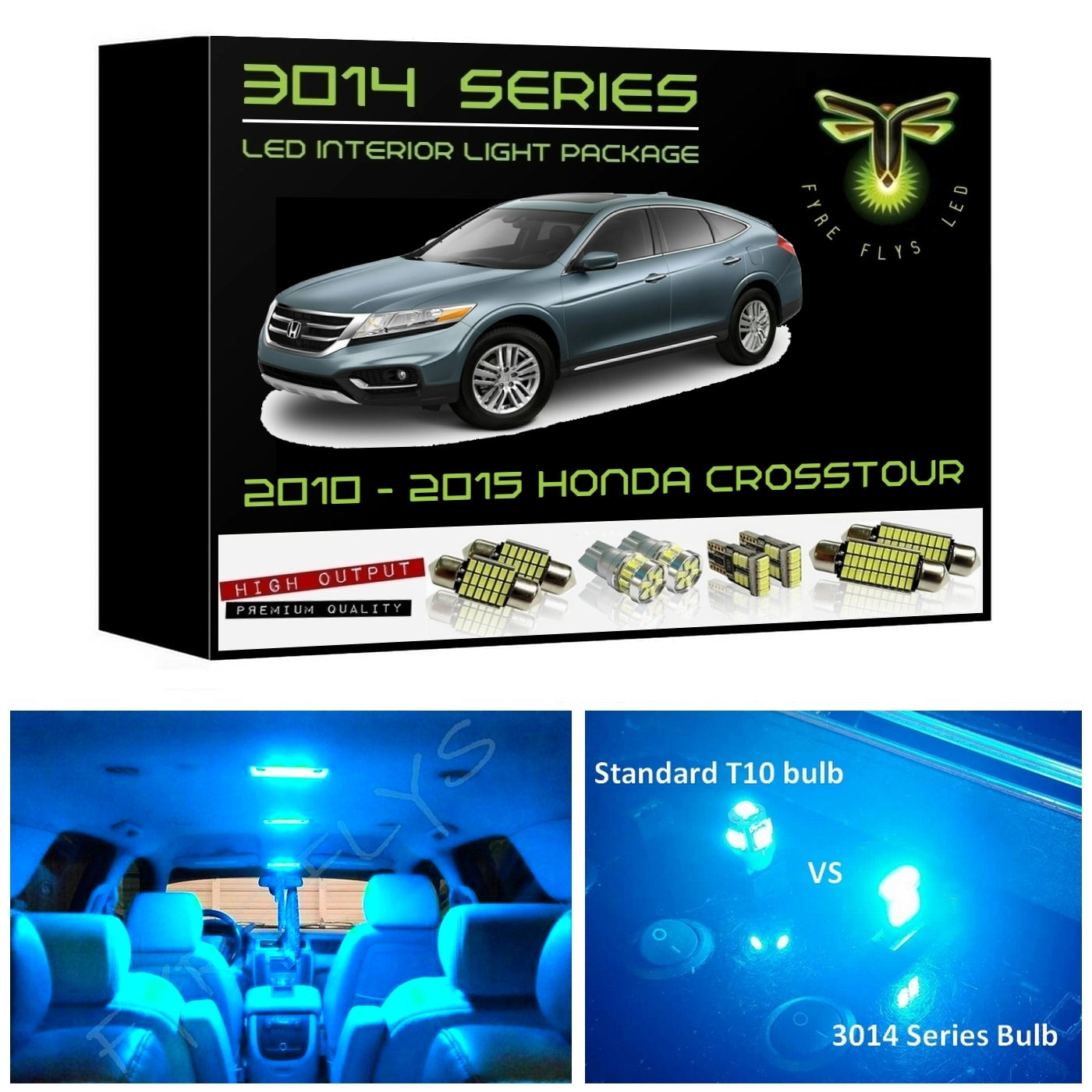 2010-2015 Honda Accord Crosstour Super Bright 3014 Series LED interior light kit