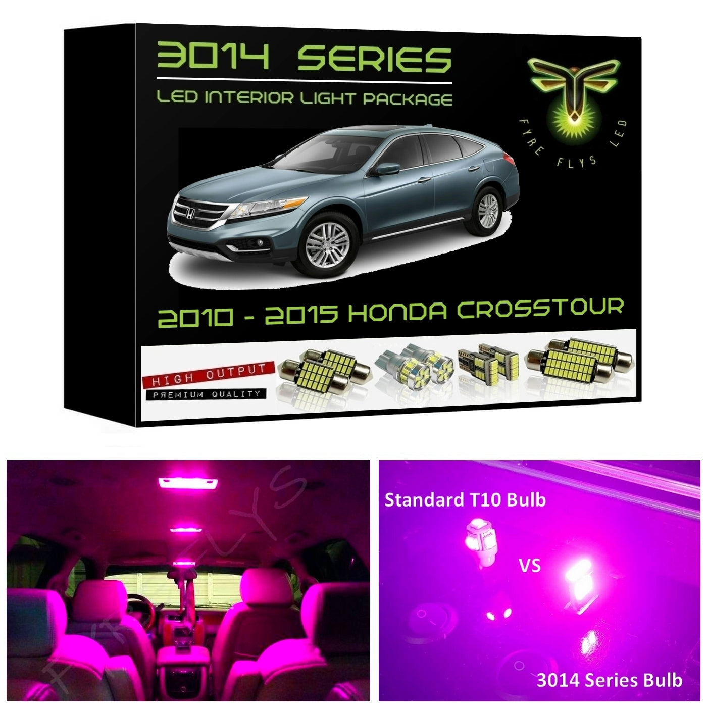 2010-2015 Honda Accord Crosstour Super Bright 3014 Series LED interior light kit