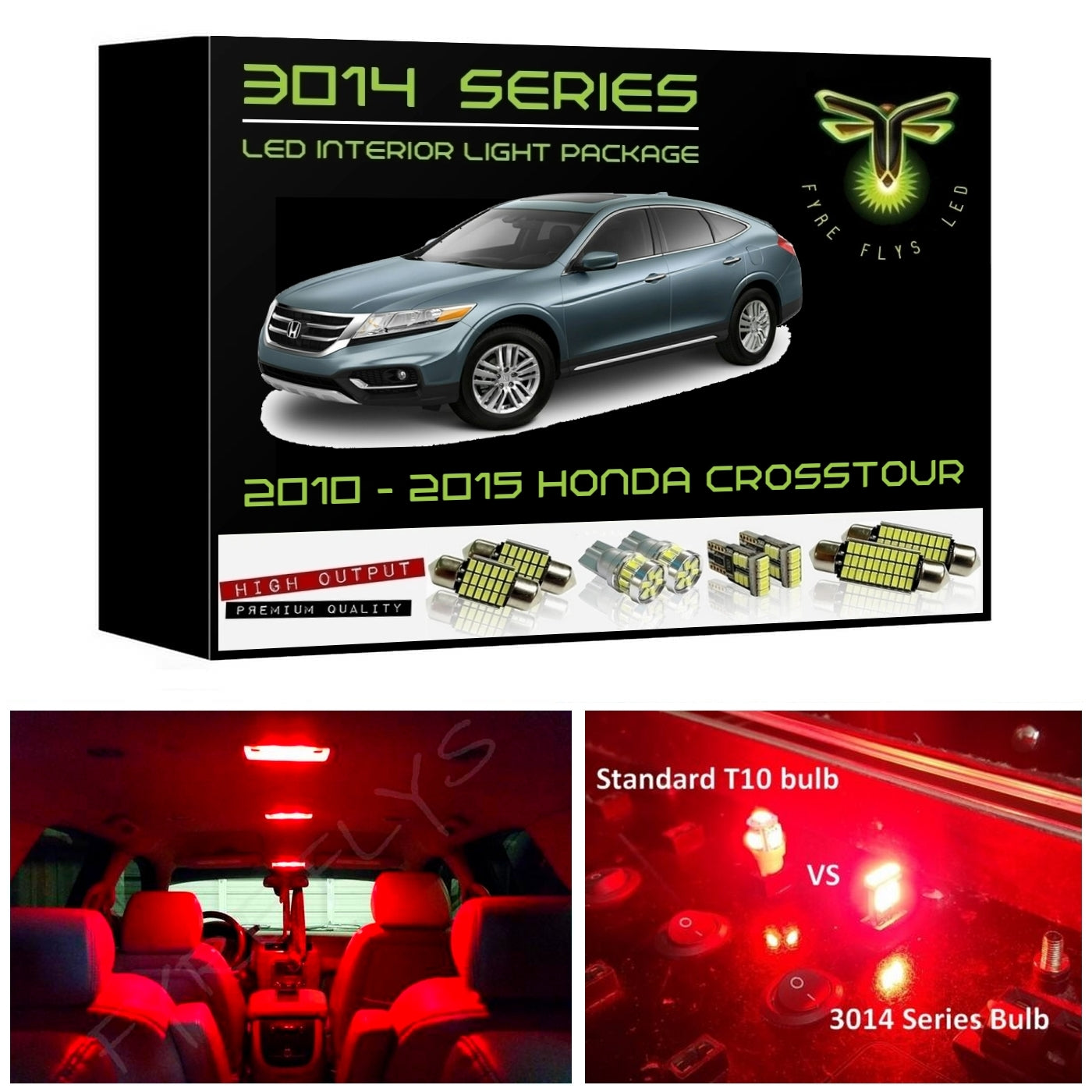 2010-2015 Honda Accord Crosstour Super Bright 3014 Series LED interior light kit