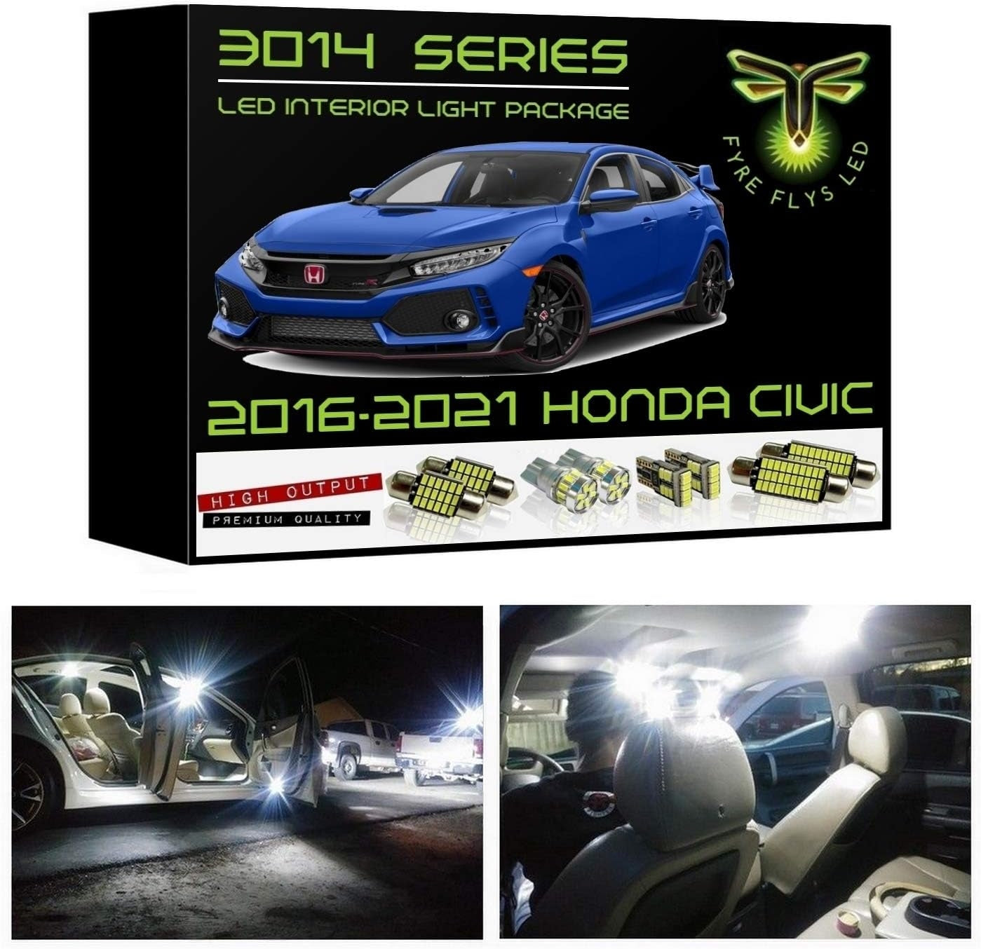 2016-2021 Honda Civic Super Bright 3014 Series LED interior light kit