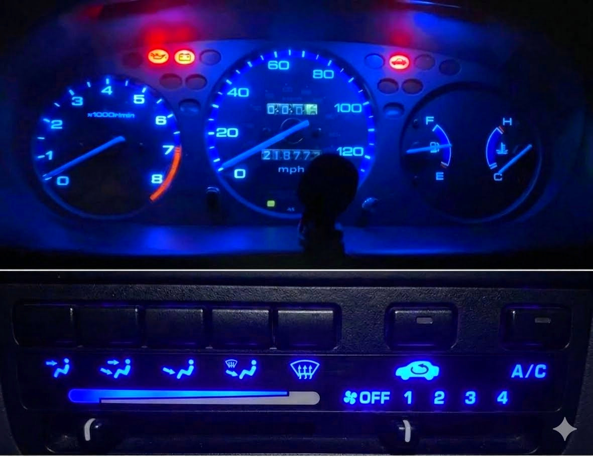 Gauge Cluster & AC Controls & Indicator LED package for 1996-1998 Honda Civic