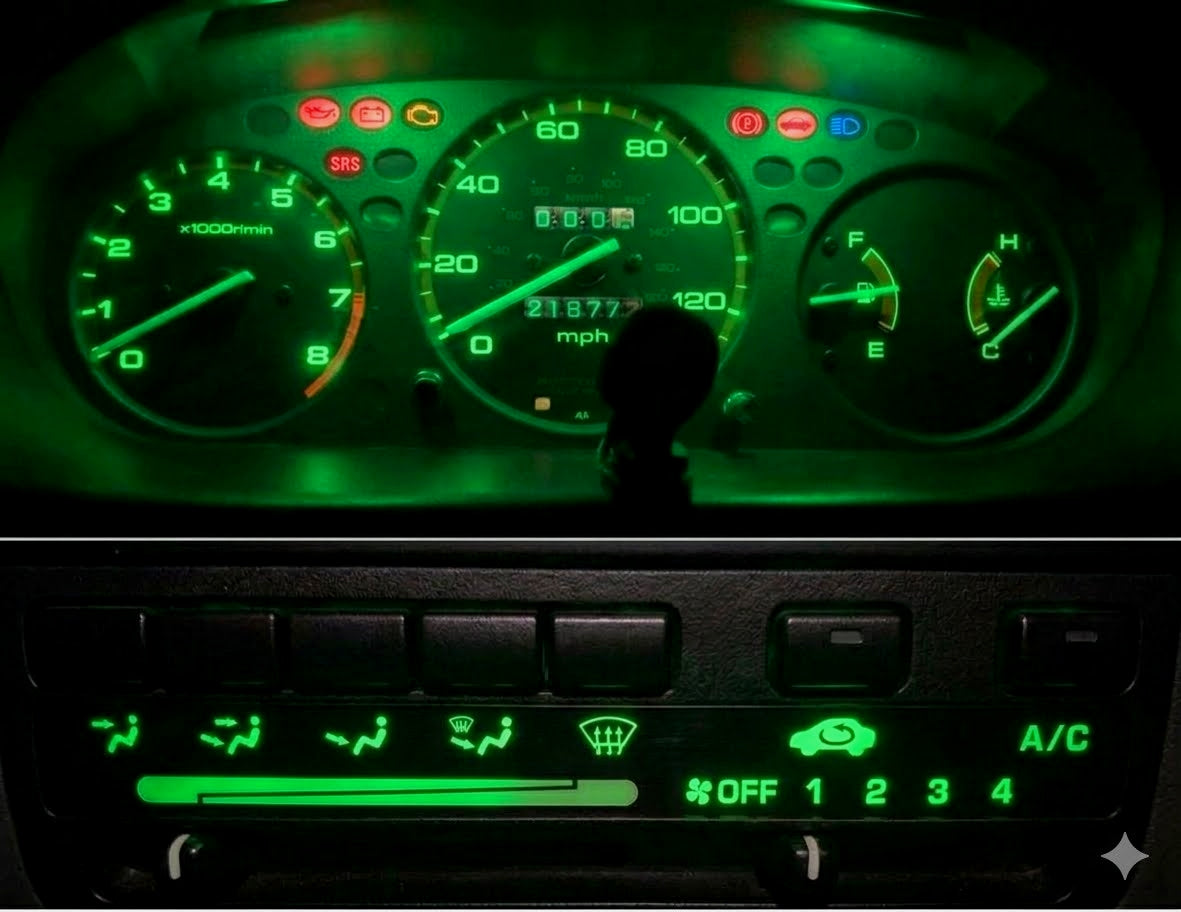 Gauge Cluster & AC Controls & Indicator LED package for 1996-1998 Honda Civic