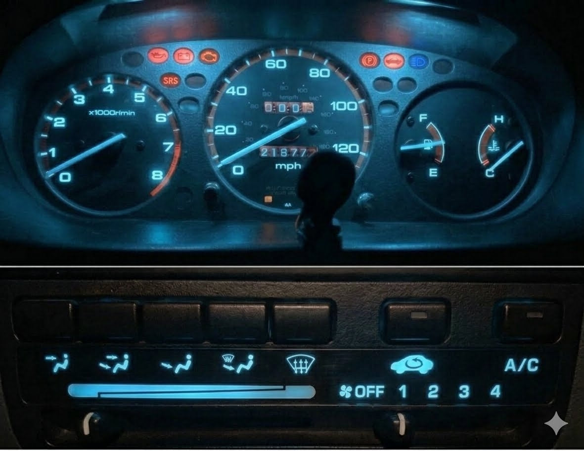 Gauge Cluster & AC Controls & Indicator LED package for 1996-1998 Honda Civic