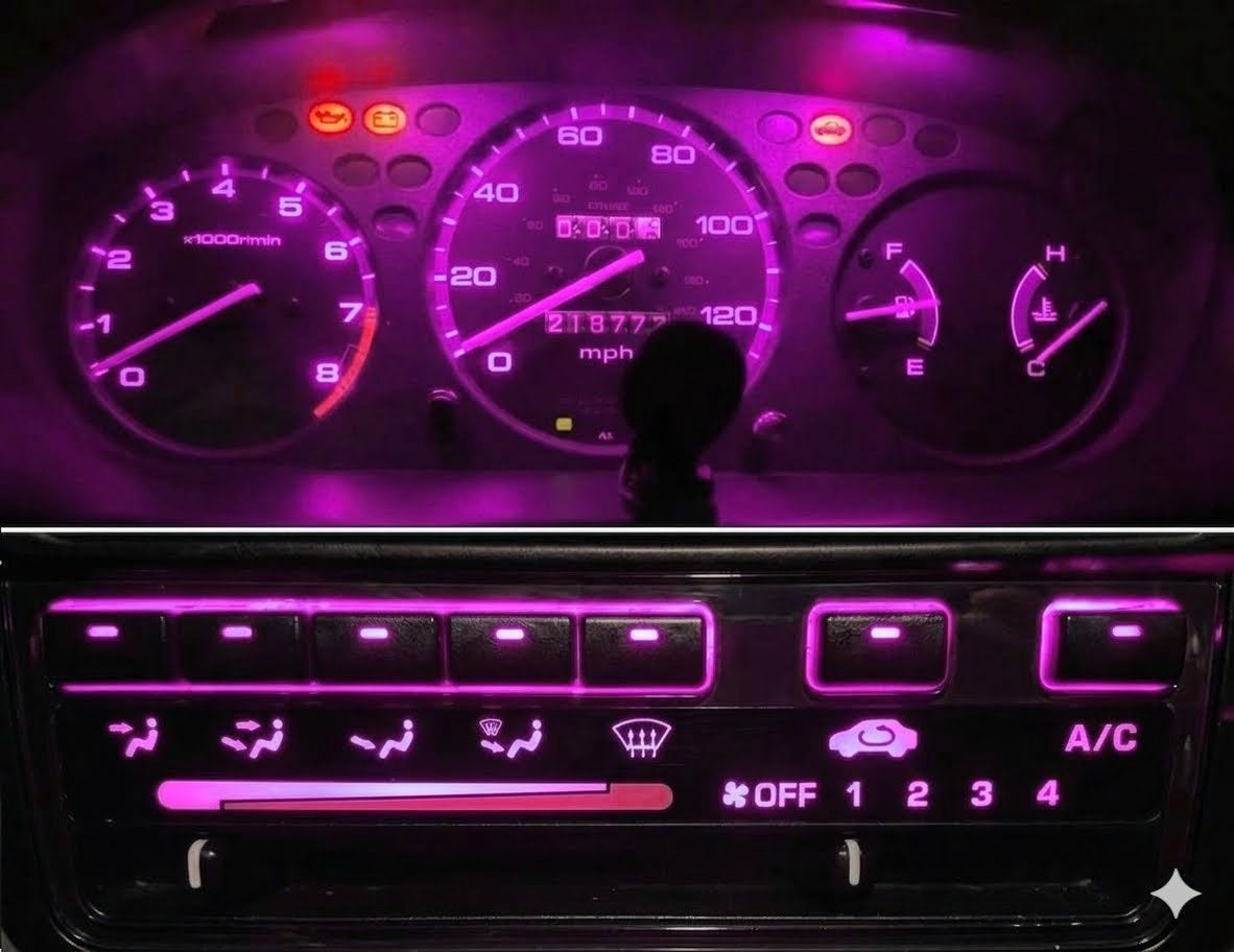 Gauge Cluster & AC Controls & Indicator LED package for 1996-1998 Honda Civic