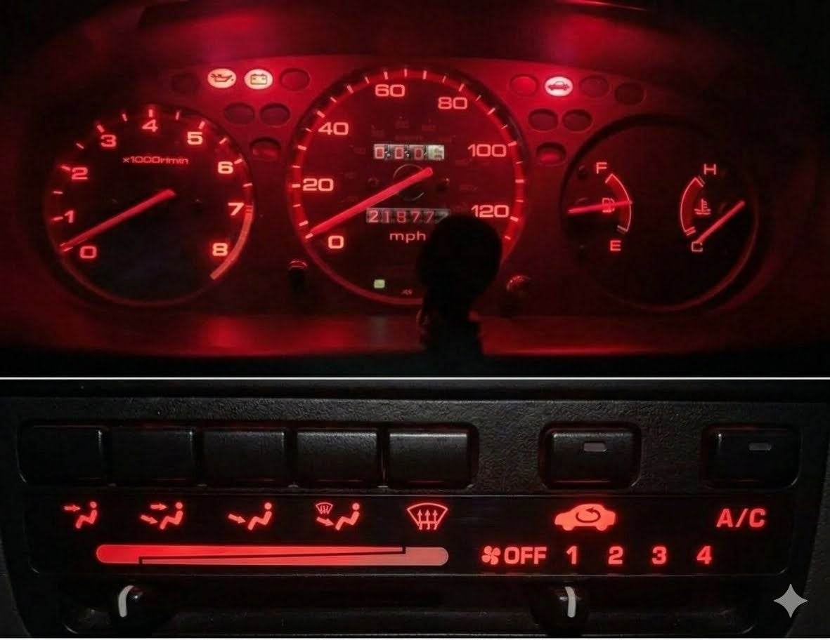 Gauge Cluster & AC Controls & Indicator LED package for 1996-1998 Honda Civic