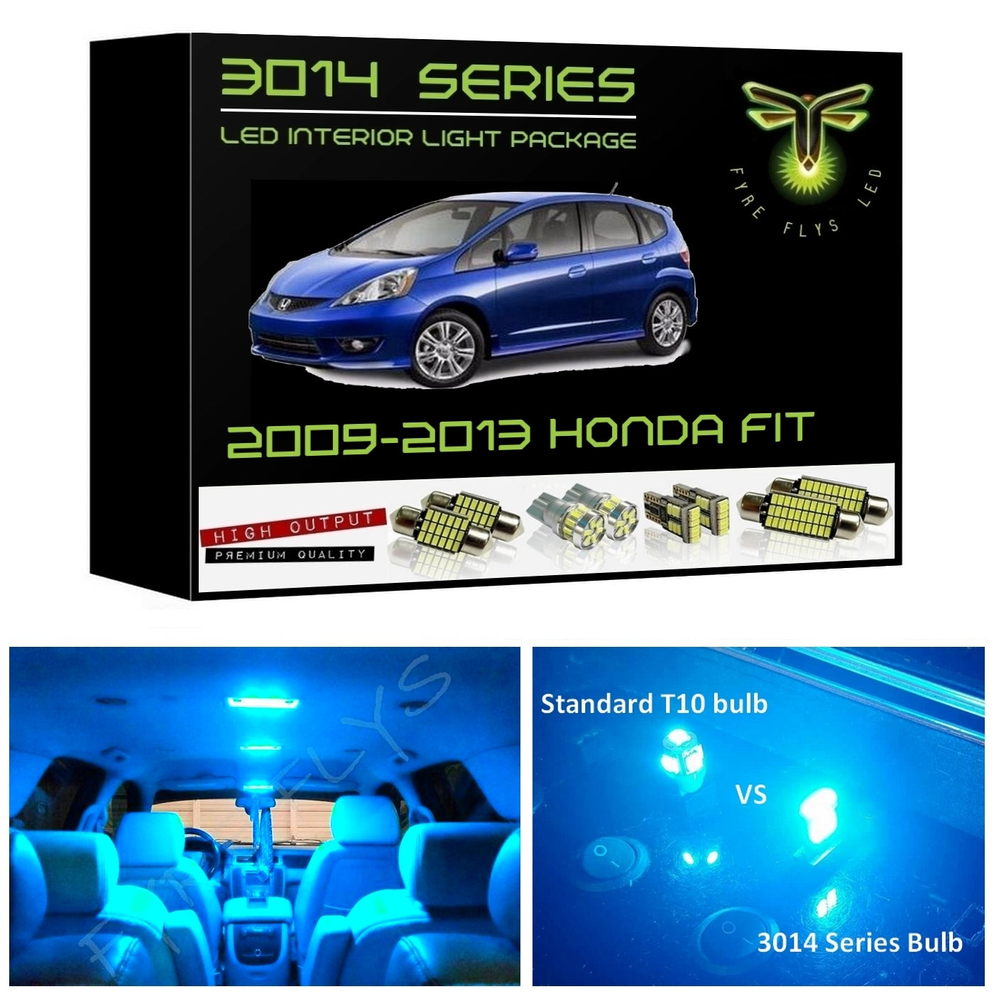 2009-2013 Honda Fit Super Bright 3014 Series LED interior light kit