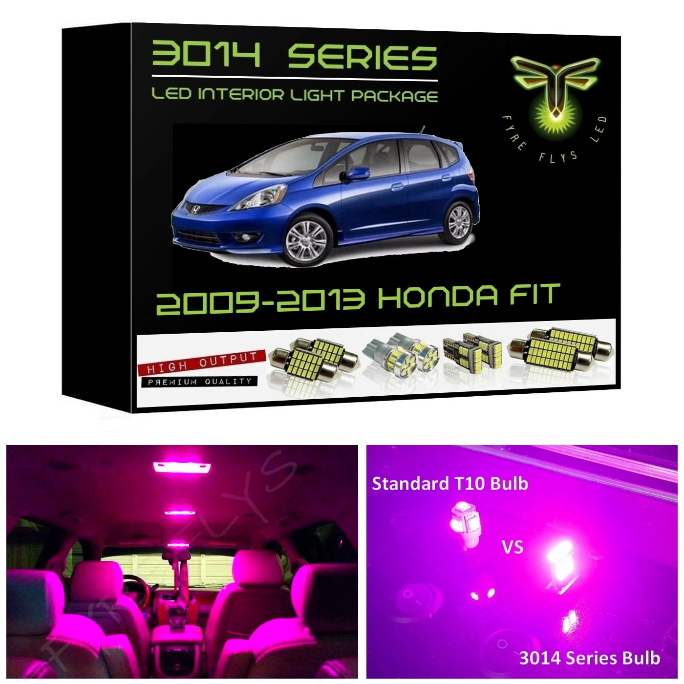 2009-2013 Honda Fit Super Bright 3014 Series LED interior light kit