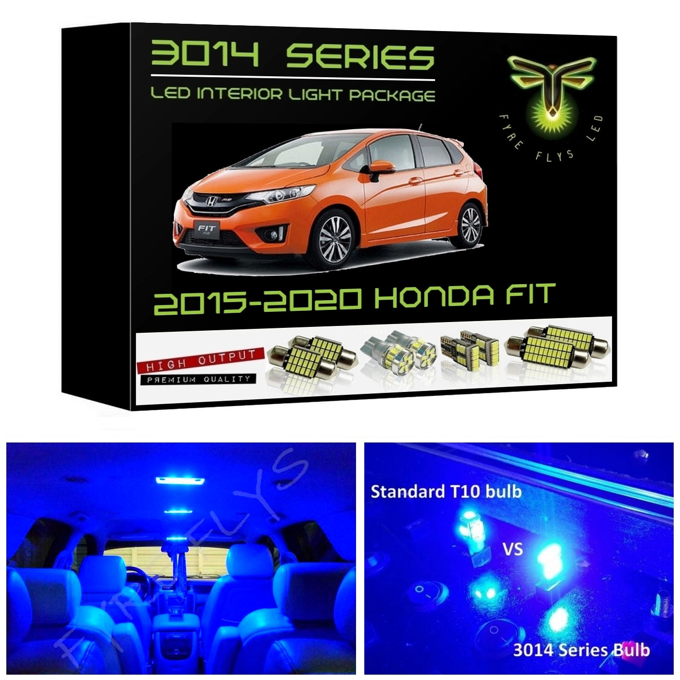 2015-2020 Honda Fit Super Bright 3014 Series LED interior light kit