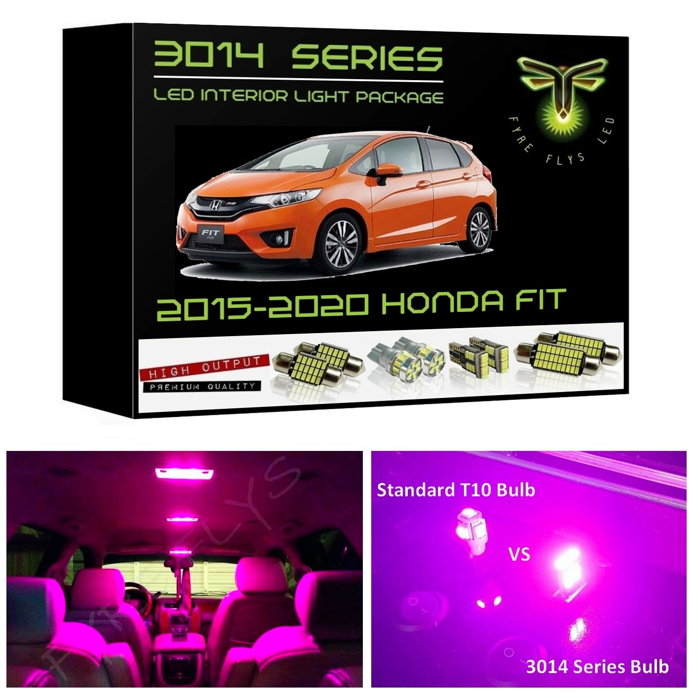 2015-2020 Honda Fit Super Bright 3014 Series LED interior light kit