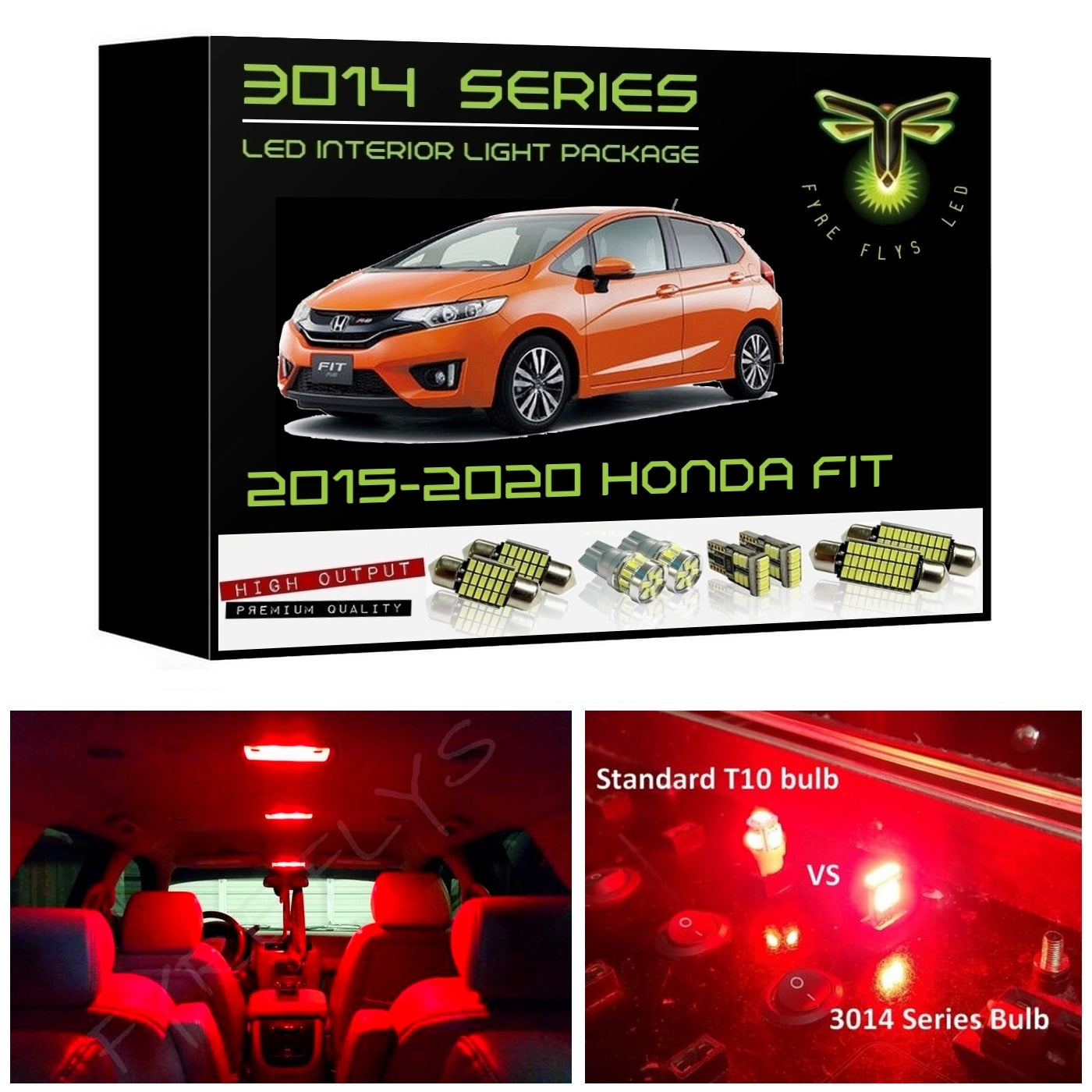 2015-2020 Honda Fit Super Bright 3014 Series LED interior light kit
