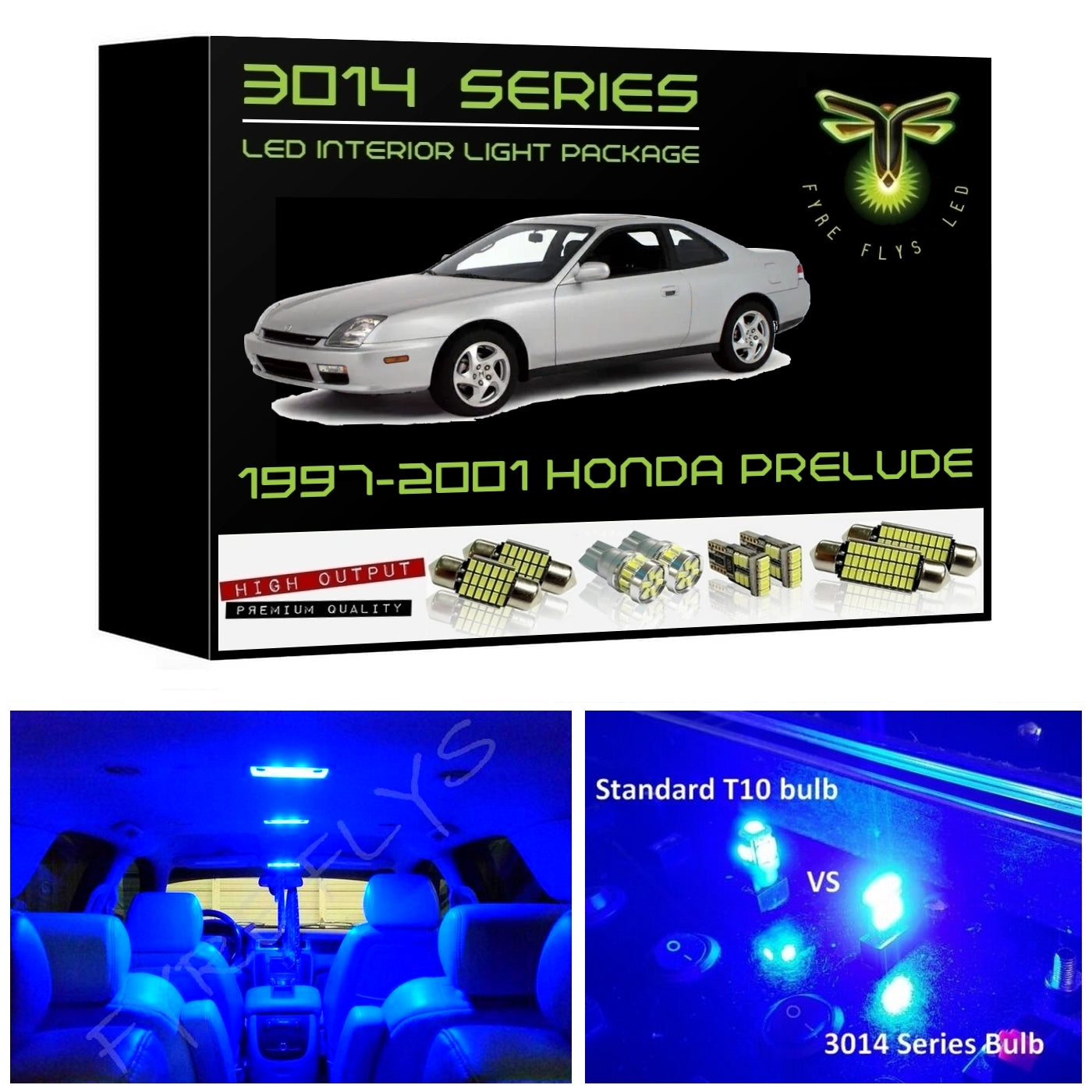 1997-2001 Honda Prelude Super Bright 3014 Series LED interior light kit
