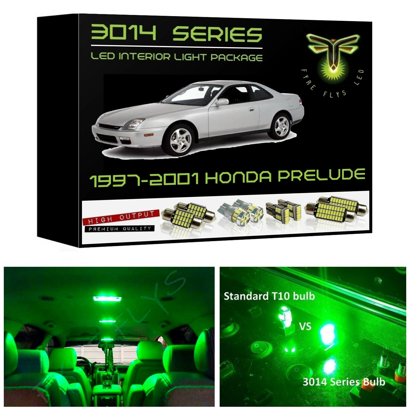 1997-2001 Honda Prelude Super Bright 3014 Series LED interior light kit