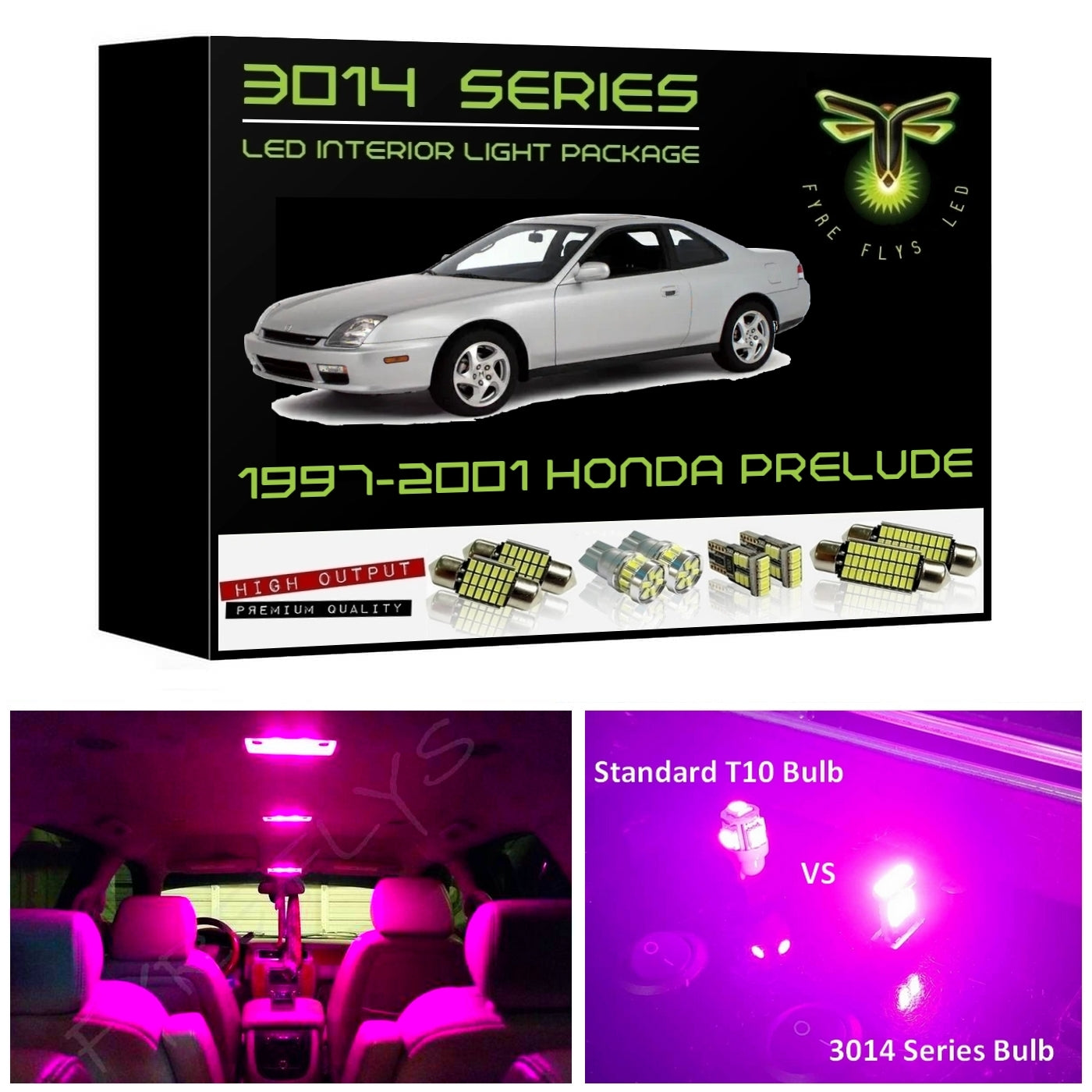 1997-2001 Honda Prelude Super Bright 3014 Series LED interior light kit