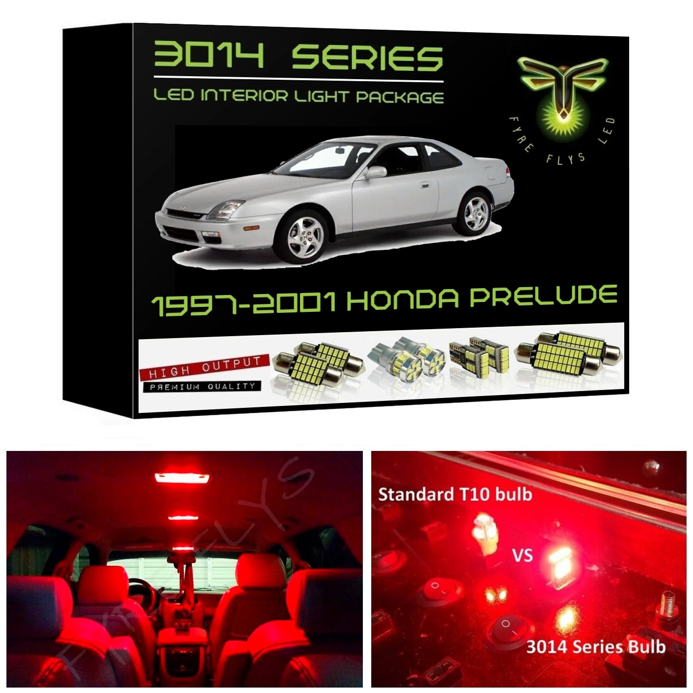 1997-2001 Honda Prelude Super Bright 3014 Series LED interior light kit