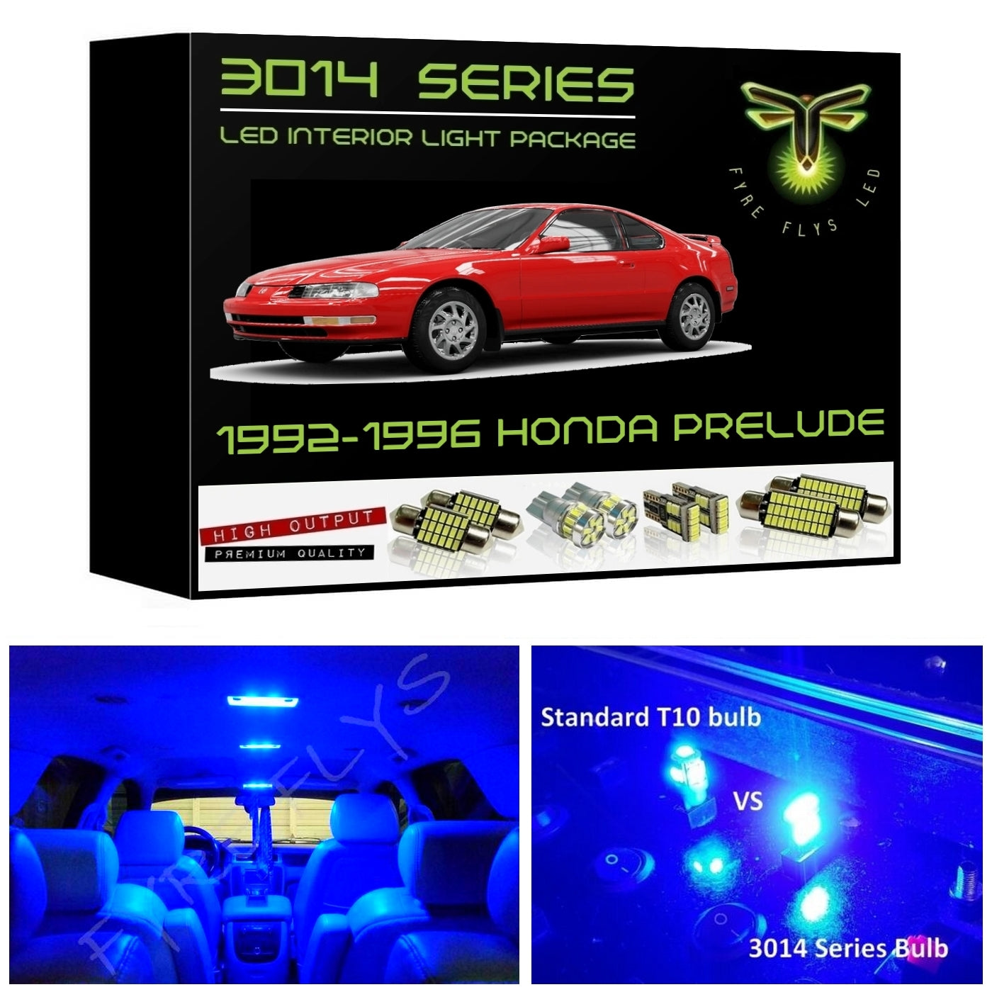 1992-1996 Honda Prelude Super Bright 3014 Series LED interior light kit