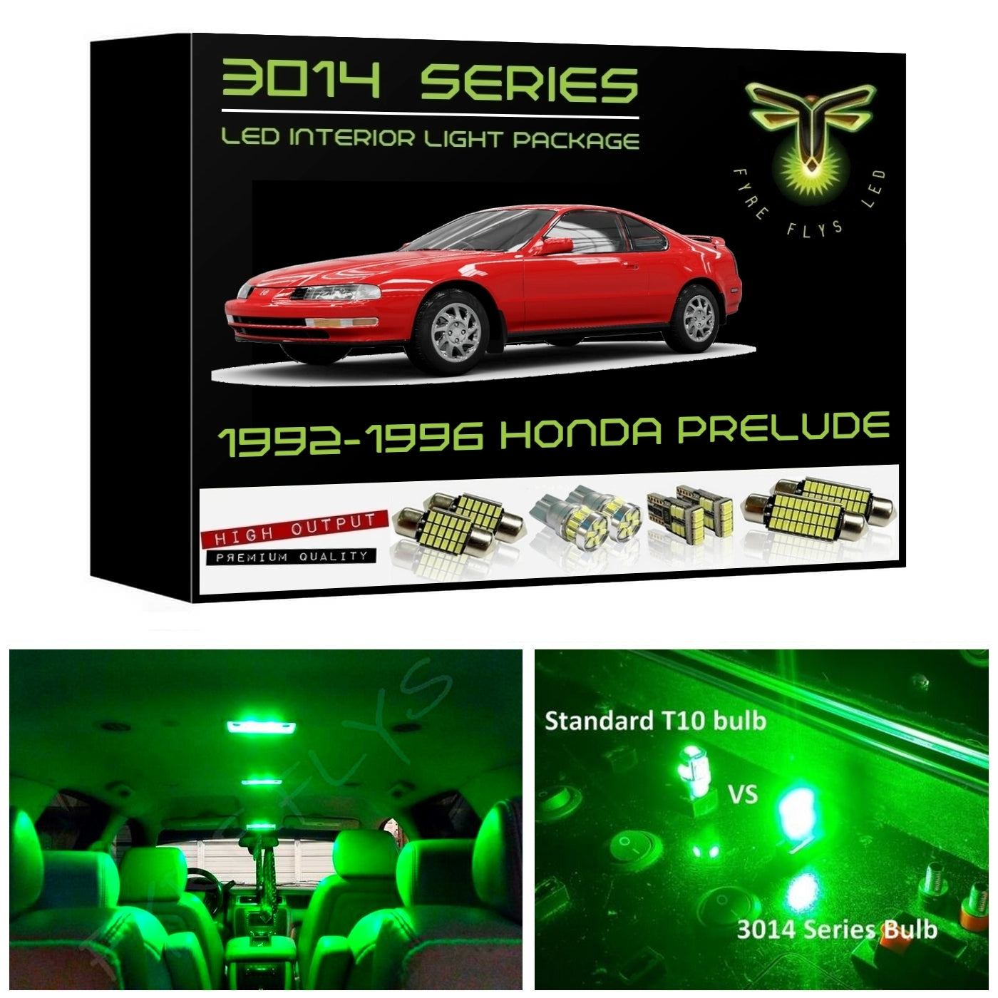 1992-1996 Honda Prelude Super Bright 3014 Series LED interior light kit
