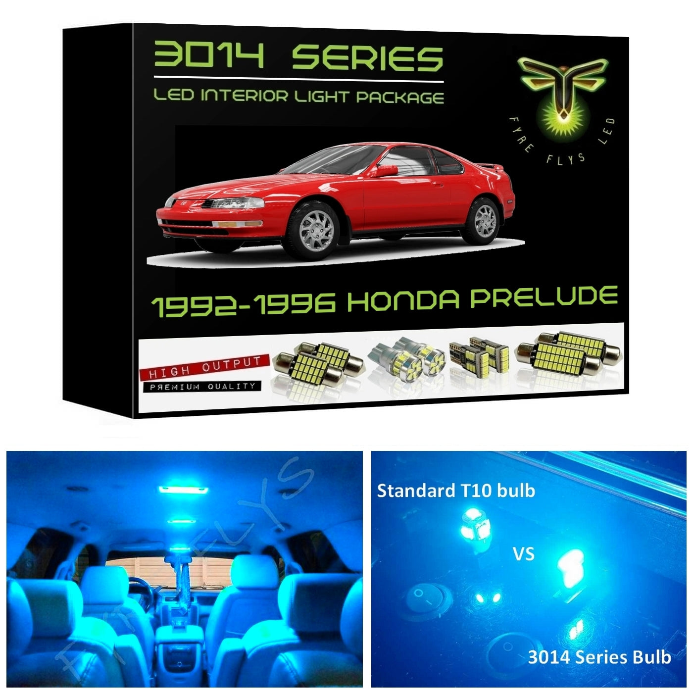 1992-1996 Honda Prelude Super Bright 3014 Series LED interior light kit