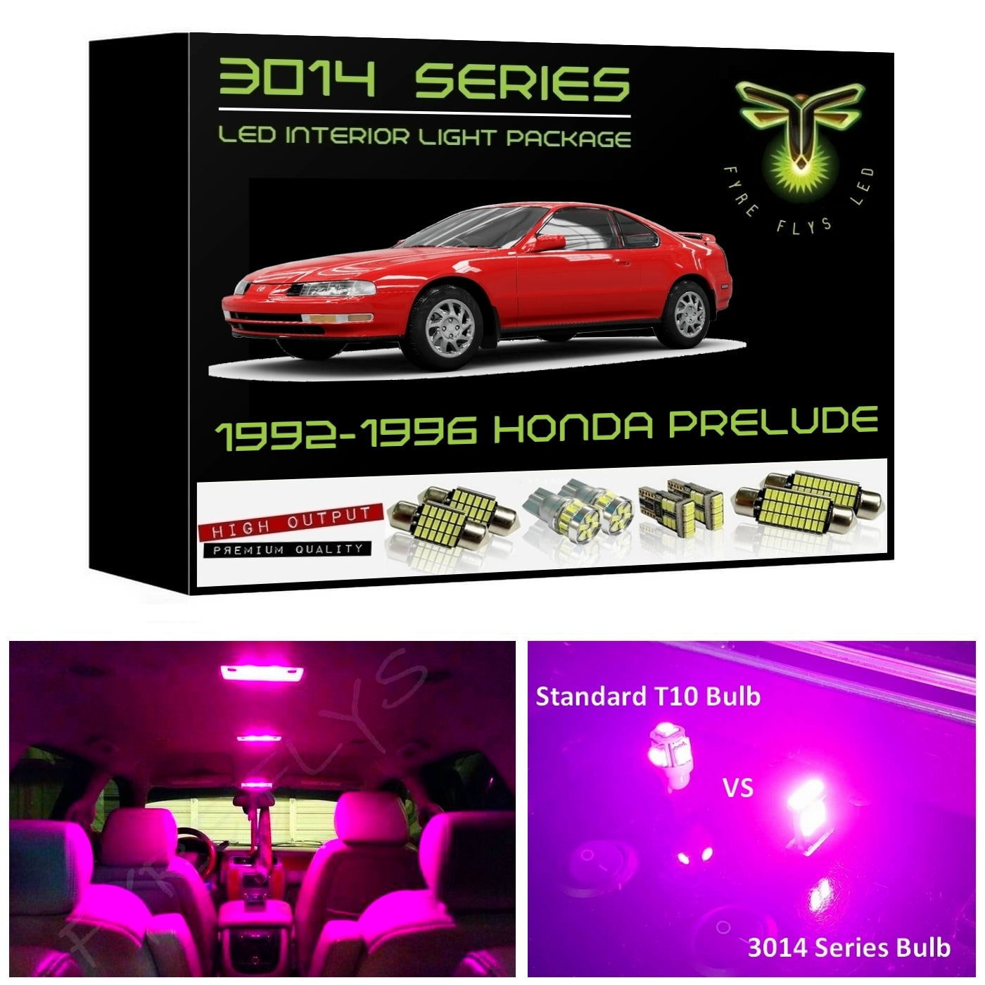 1992-1996 Honda Prelude Super Bright 3014 Series LED interior light kit