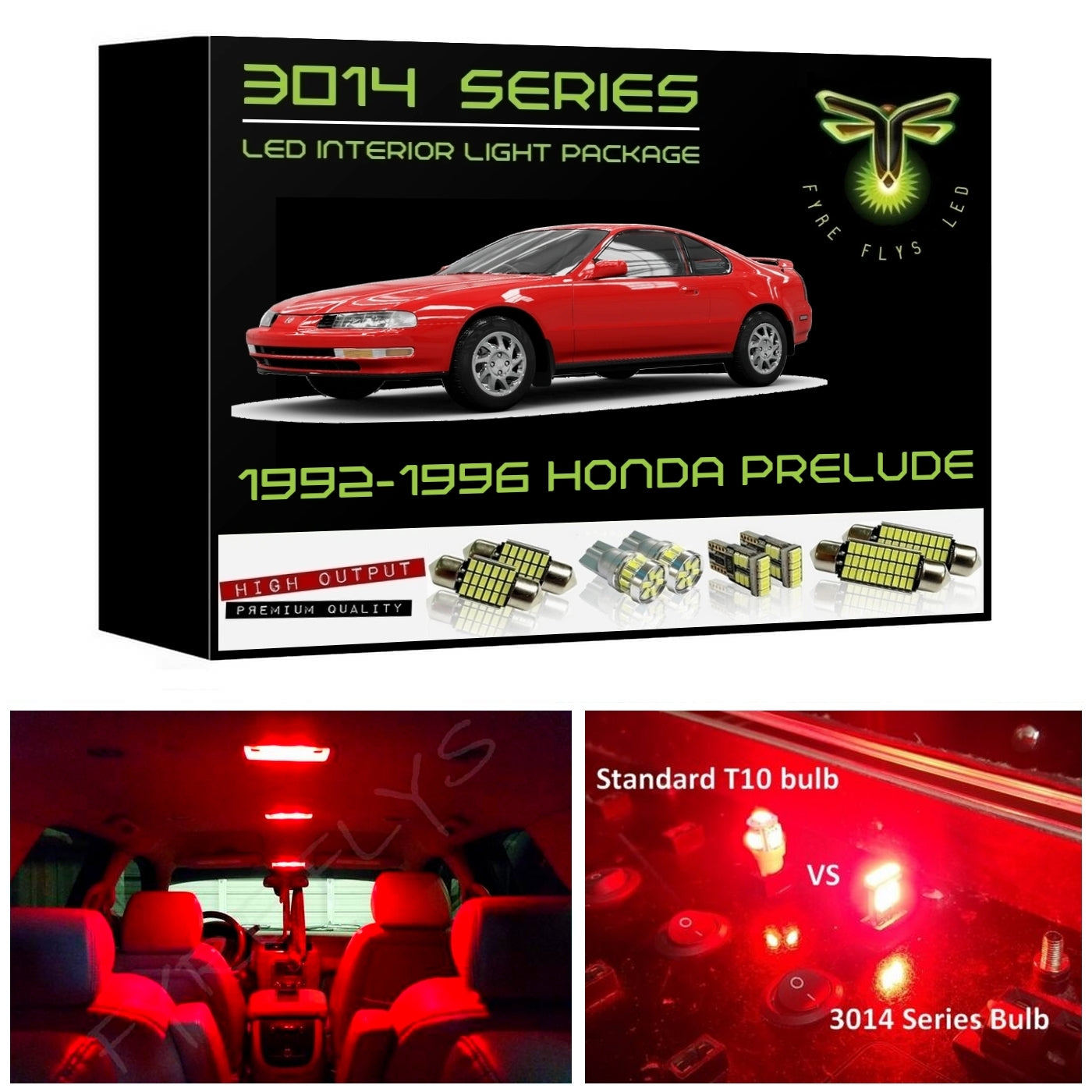 1992-1996 Honda Prelude Super Bright 3014 Series LED interior light kit