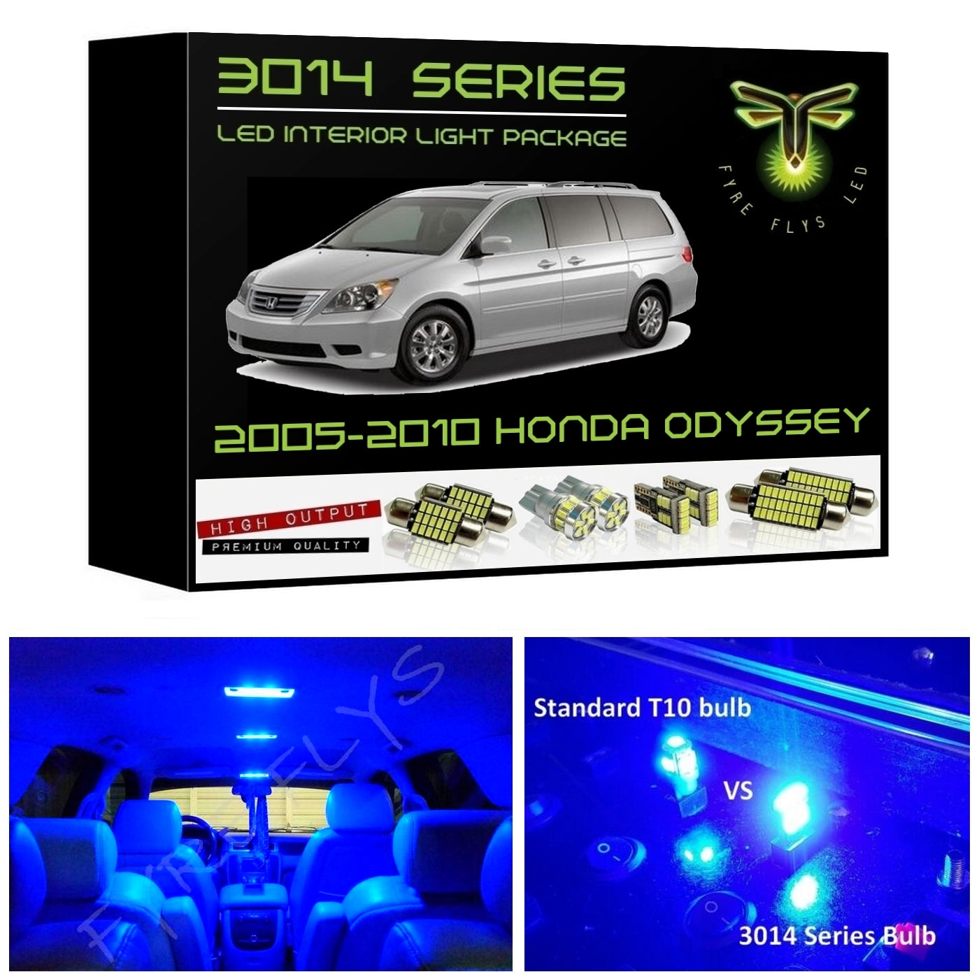 2005-2010 Honda Odyssey Super Bright 3014 Series LED interior light kit